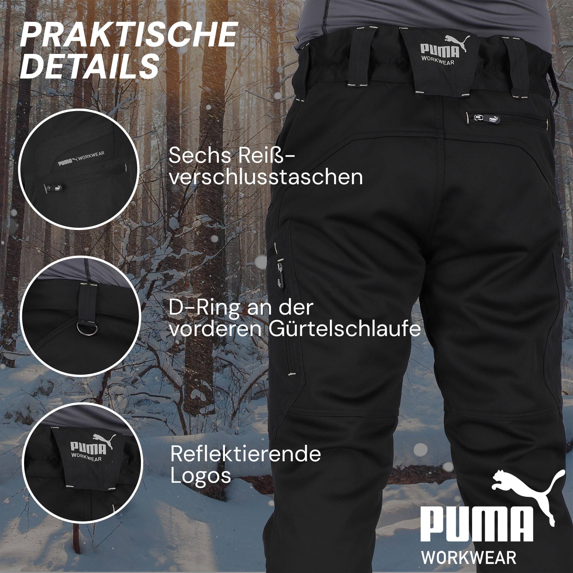 PUMA Workwear Arbeitshose ProOne Alpine gefütterte Hosen Herren - Outdoor Hosen für Herren Winddichte, Wasserabweisende & elastische Arbeitshose für den Winter