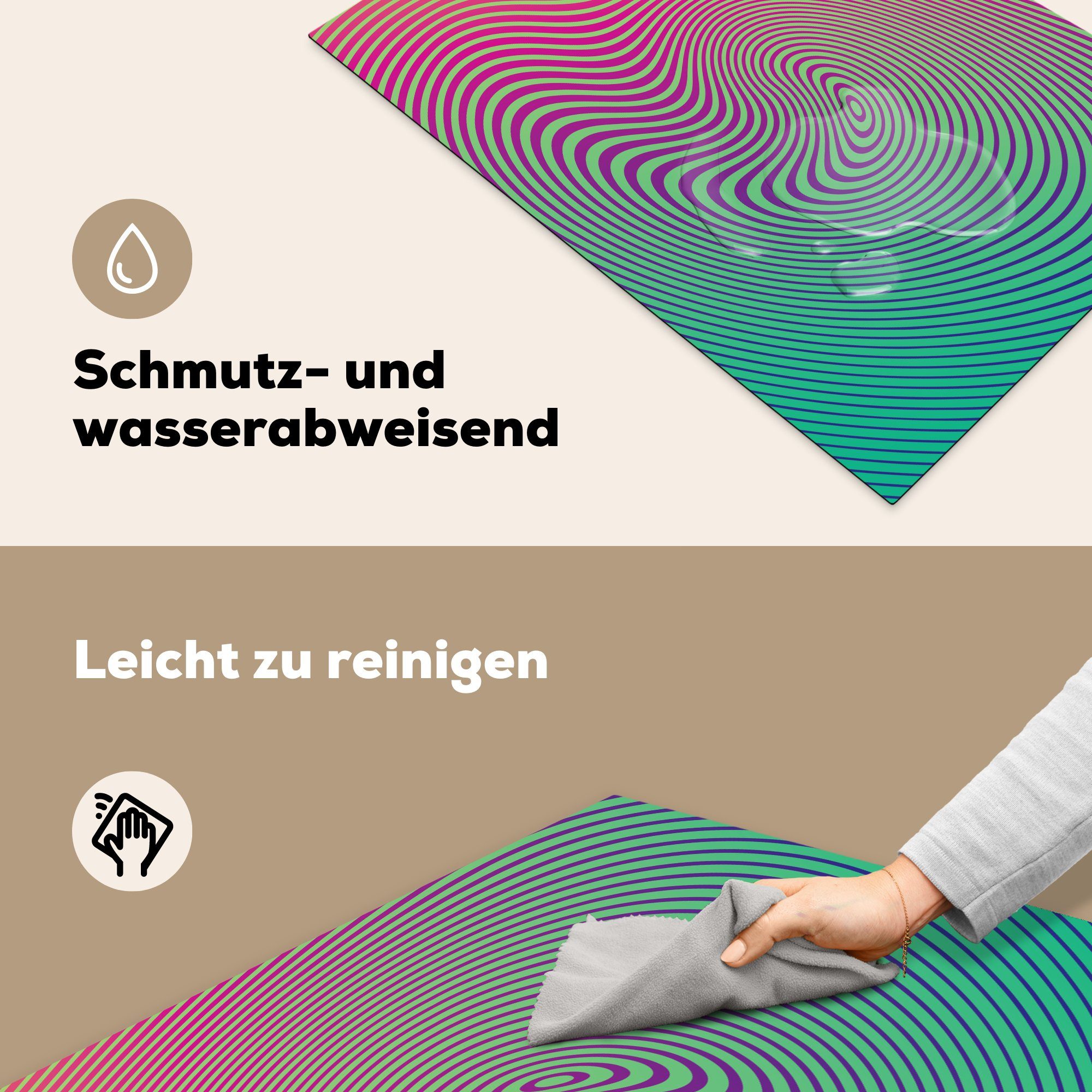 Optische 81x52 Täuschung Vinyl, mit für (1 cm, MuchoWow abstrakten tlg), Schutz die Ceranfeldabdeckung Kreisen, Herdblende-/Abdeckplatte Induktionskochfeld küche,