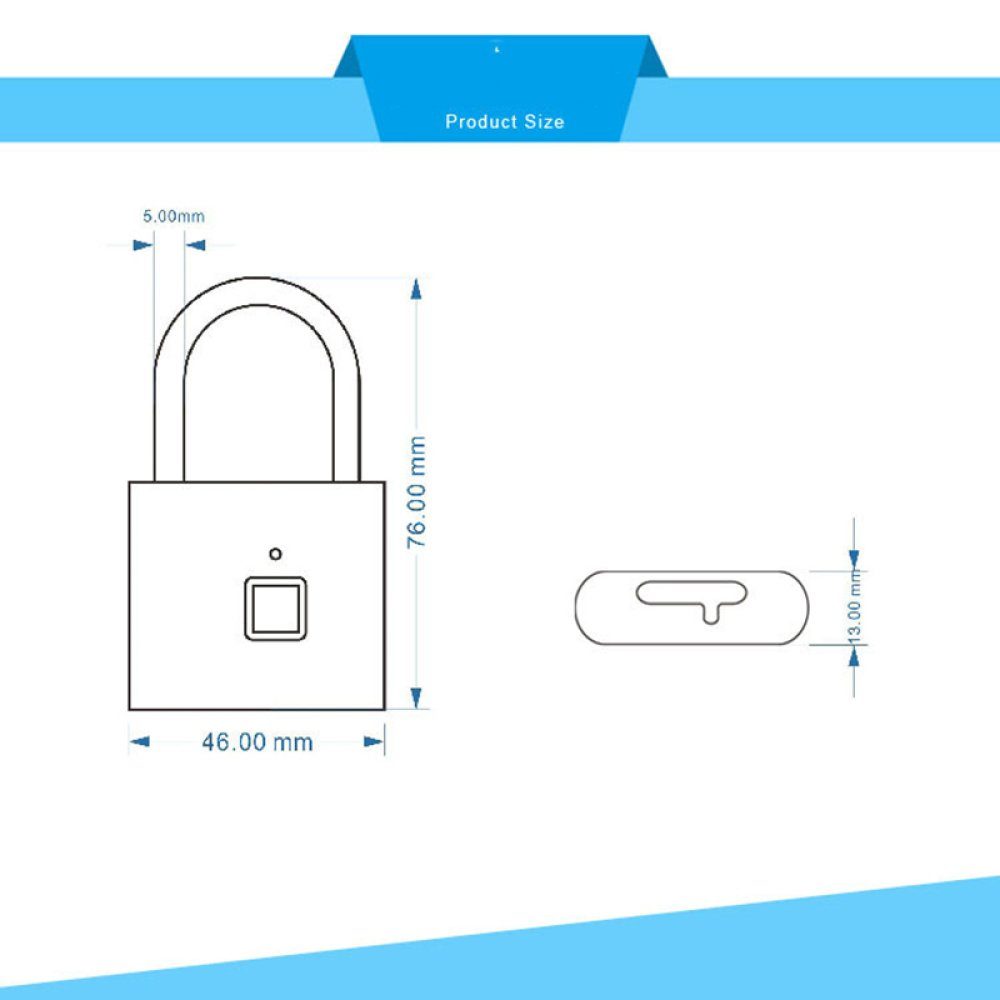 Intelligentes Vorhängeschloss Jormftte USB-Aufladung Fingerabdruckschloss