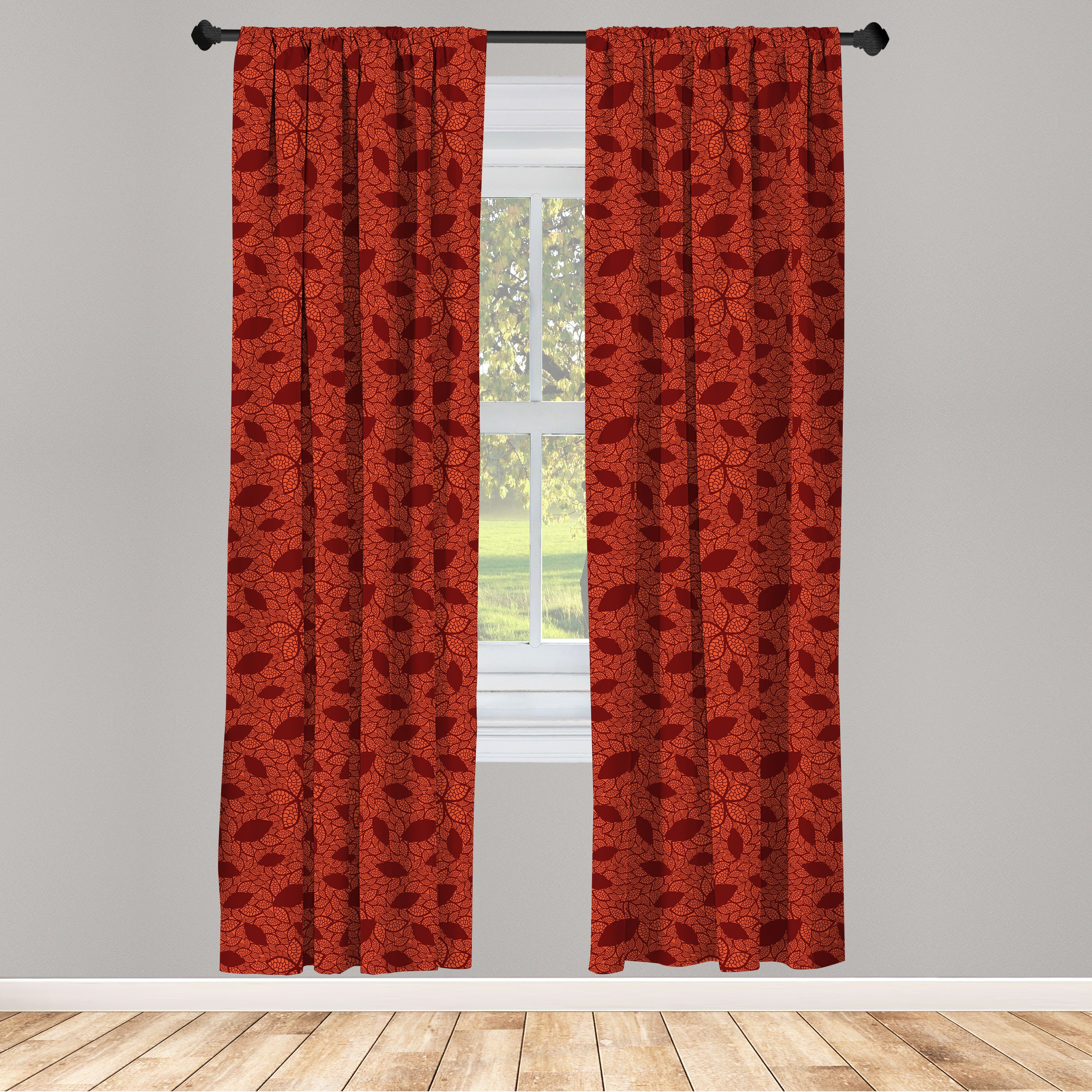 Gardine Vorhang für Wohnzimmer Schlafzimmer Dekor, Abakuhaus, Microfaser, Burnt orange Leafage und Blütenblätter