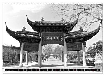 CALVENDO Wandkalender Shanghai - Impressionen in schwarz weiss (Premium, hochwertiger DIN A2 Wandkalender 2023, Kunstdruck in Hochglanz)