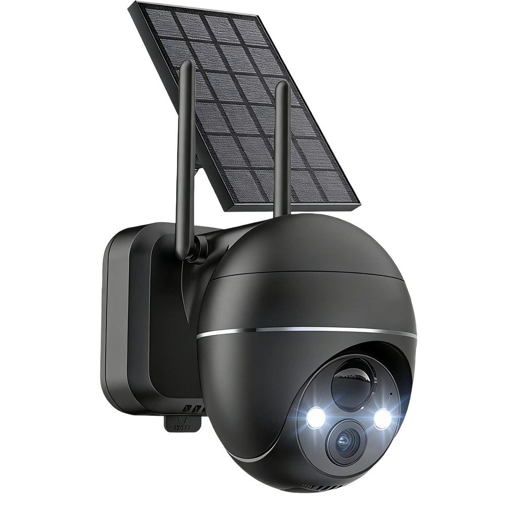 Topcony Überwachungskamera 5MP FHD Überwachungskamera Aussen Akku Kabellose WLAN (Aussen, Außenbereich, außen, Alexa-kompatibel Außenkamera mit Solarpanel Wasserdichte, 1-tlg., WLAN Kamera PIR Bewegungserkennung FHD Nachtsicht, Licht-und Tonalarm 2-Wege-Audio 4DBi WLAN-Antenne)
