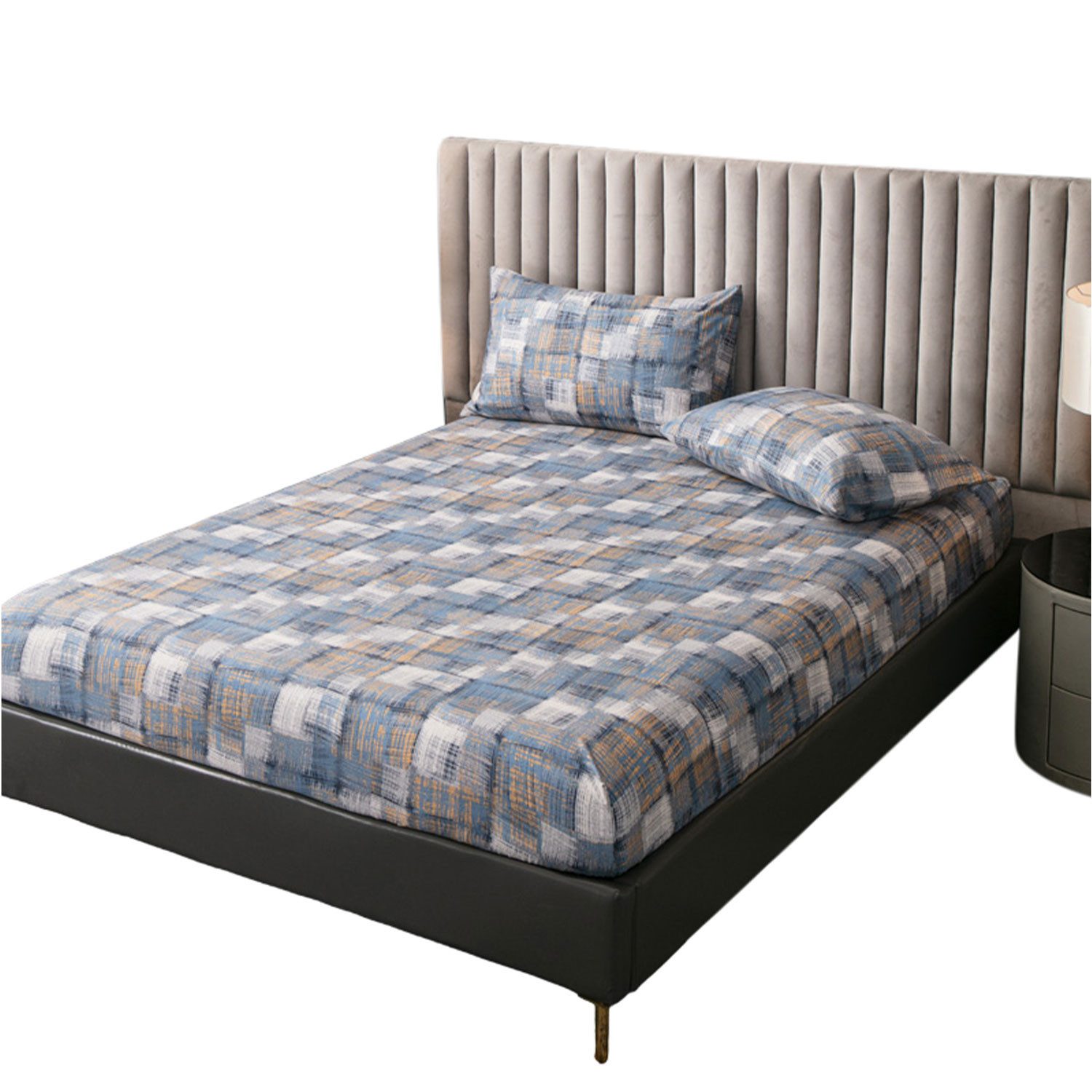 Refttenw Bett-Set Bedrucktes Spannbettlaken Set, Spannbettlaken 153x203 cm mit 2 Kissenbezüge 50x70 cm