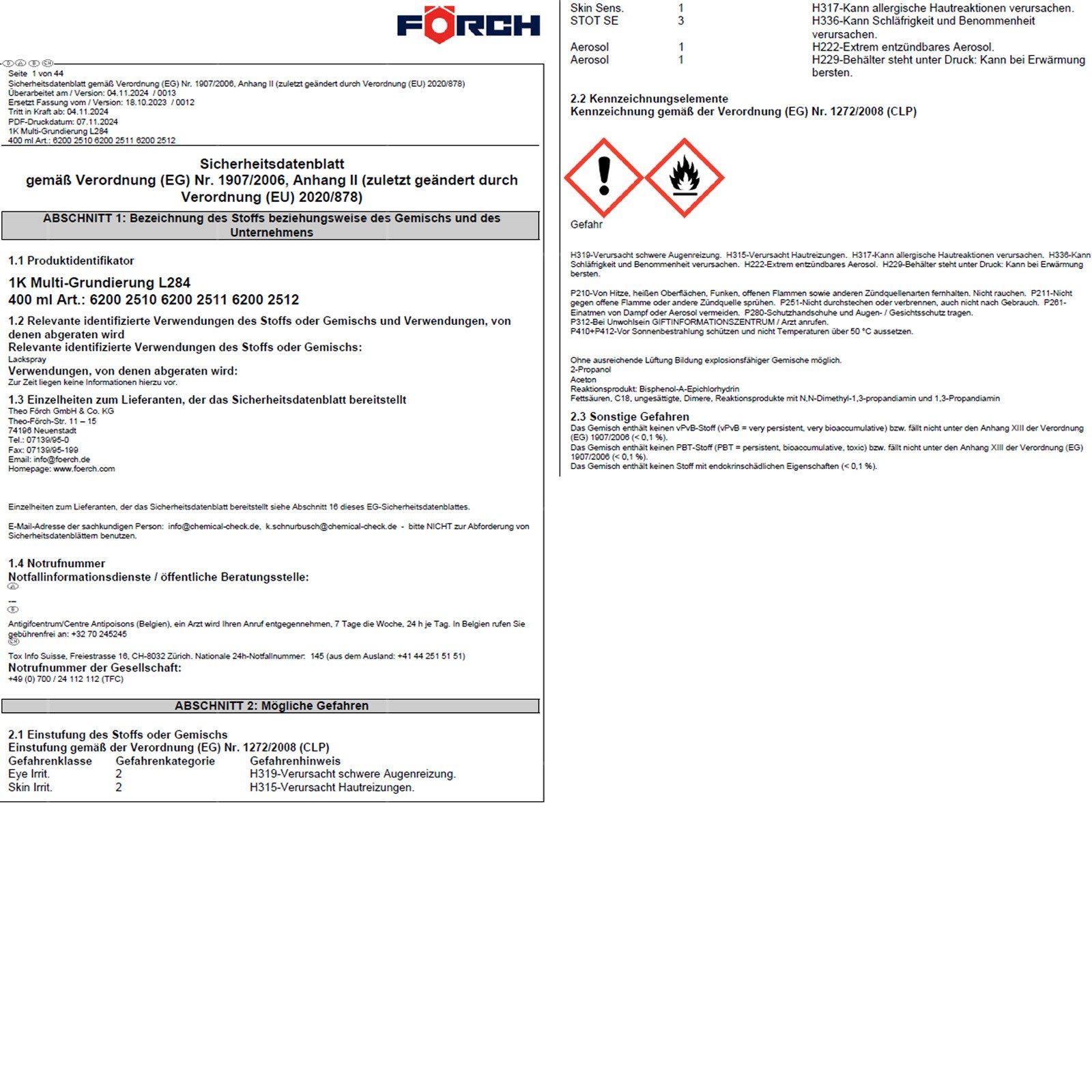 FÖRCH Universalgrundierung L284 1K Multi-Grundierung - 0.4 Ltr