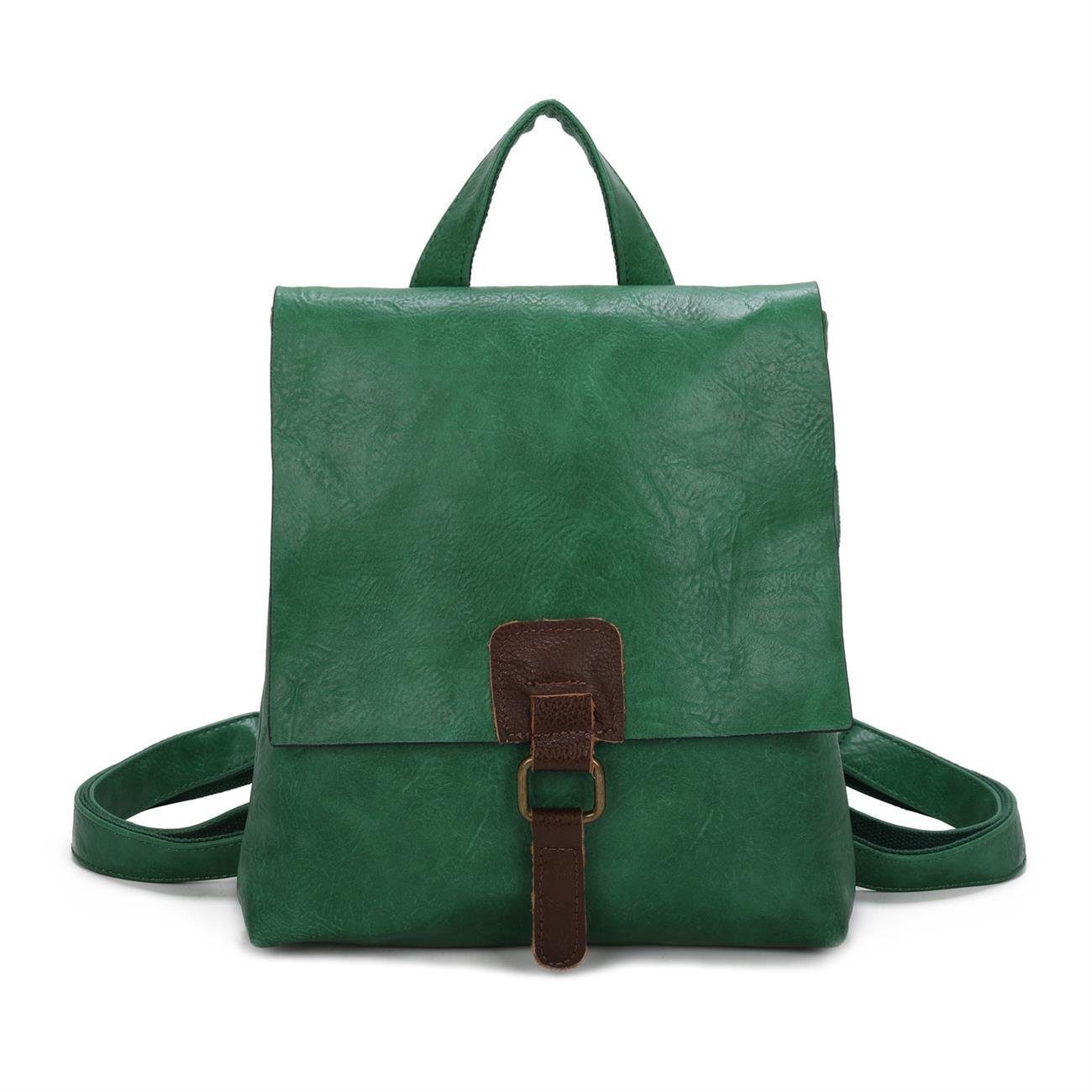 ITALYSHOP24 Rucksack Damen Rucksack Tasche Schultertasche, Vintage Messenger, Crossover als Umhängetasche tragbar