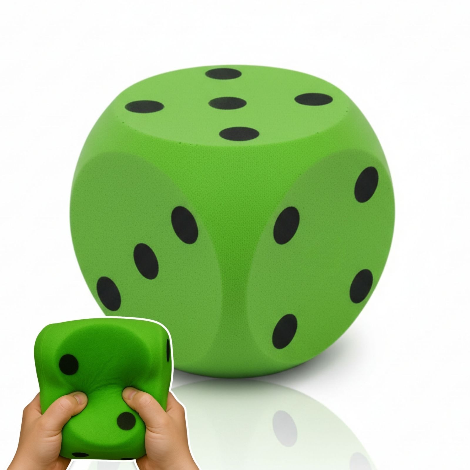 alldoro Softball XXL Schaumstoff-Würfel 15 cm grün, Augenwürfel extra weich und groß, extra weich und leicht