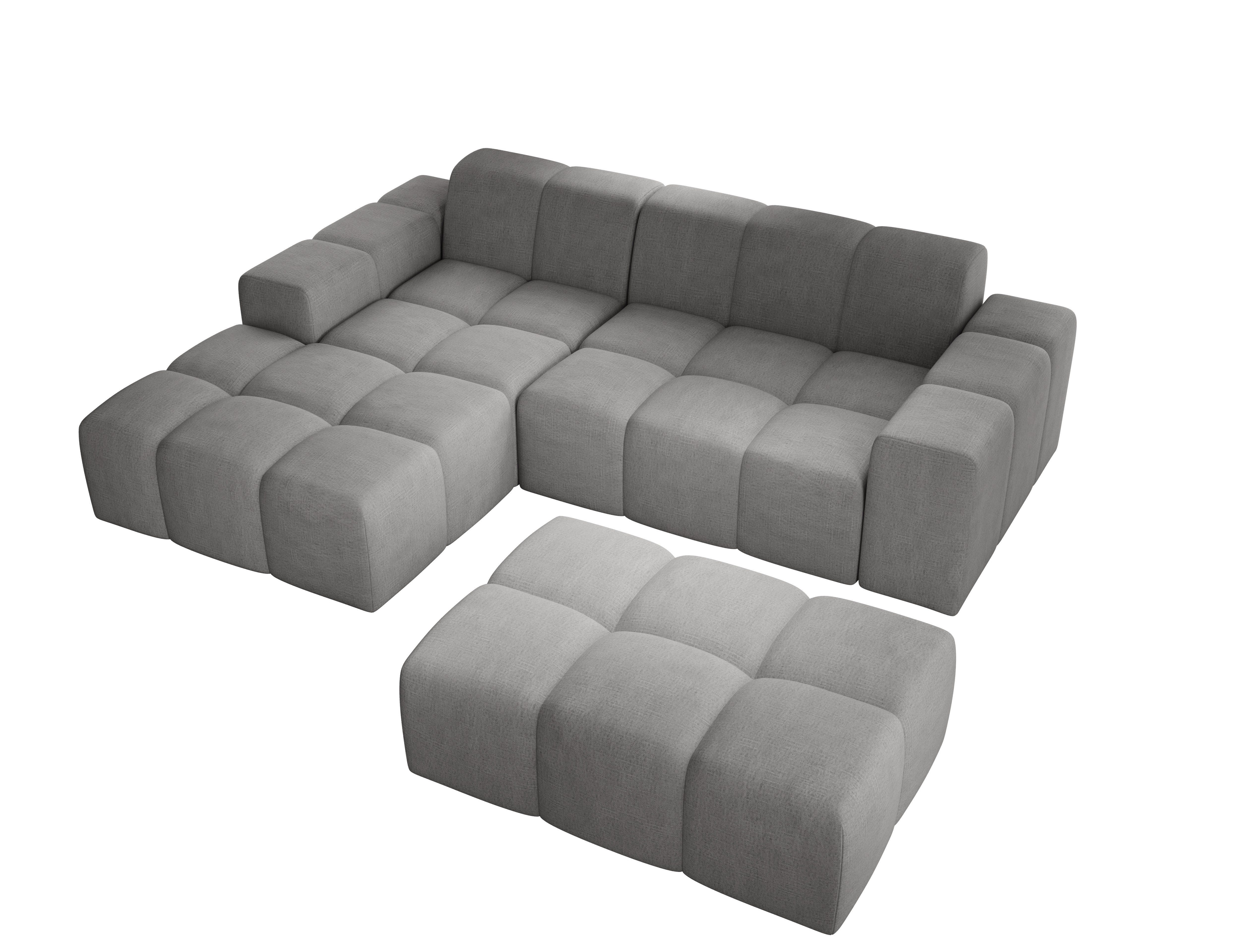 PROMETO Möbel Ecksofa Sofa mit Hocker, Couch L-Form Veloursstoff Fogo günstig online kaufen