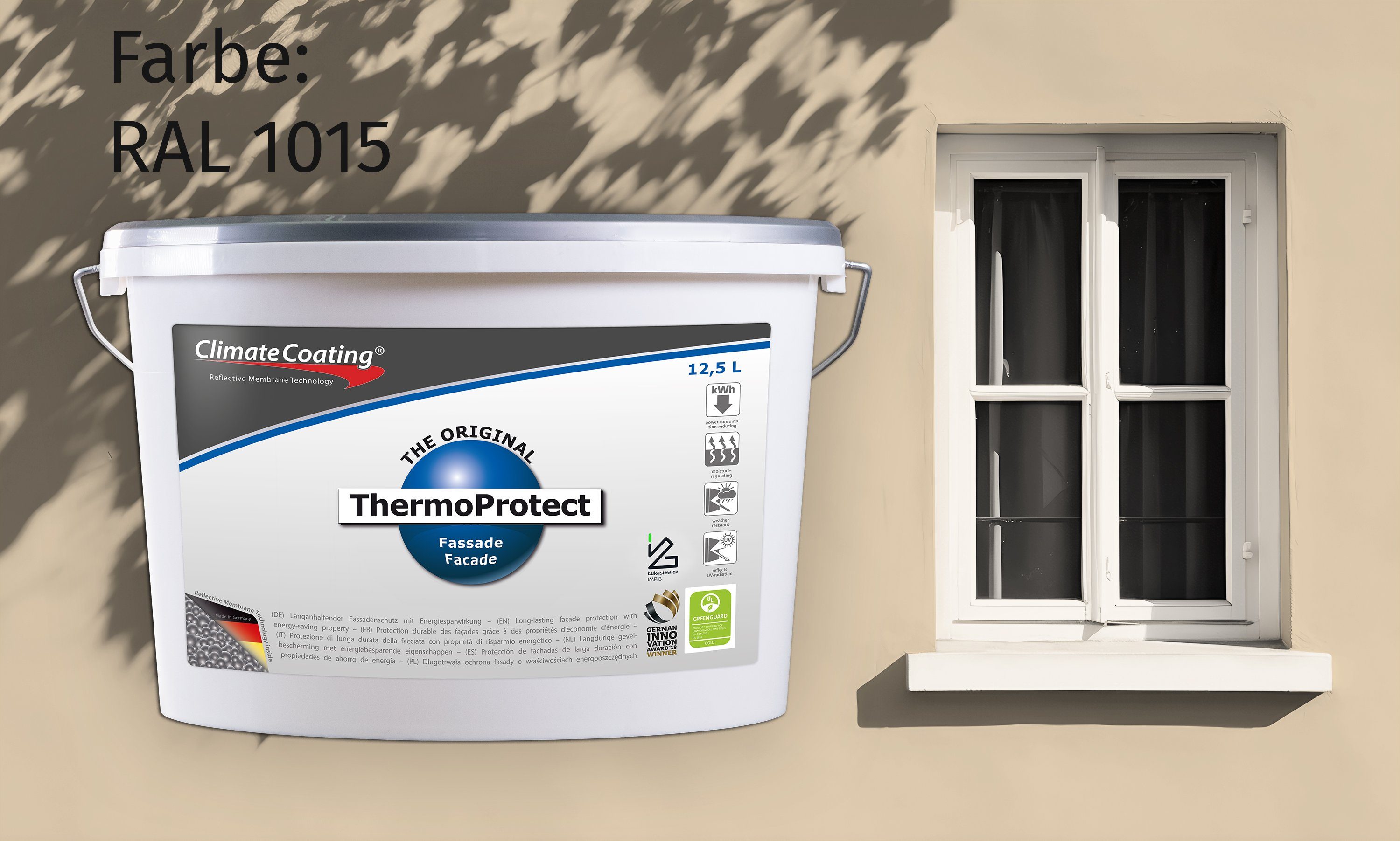 Thumbnail - ClimateCoating Fassadenfarbe ThermoProtect, Energiesparfarbe, feuchteregulierend, matt