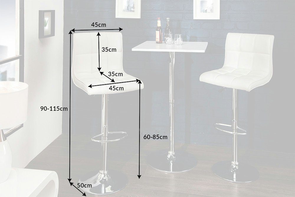 riess-ambiente Barhocker MODENA weiß - Kunstleder, Metall, verchromt, mit Lehne, modern, 360° drehbar, höhenverstellbar – Bild 3 von 5