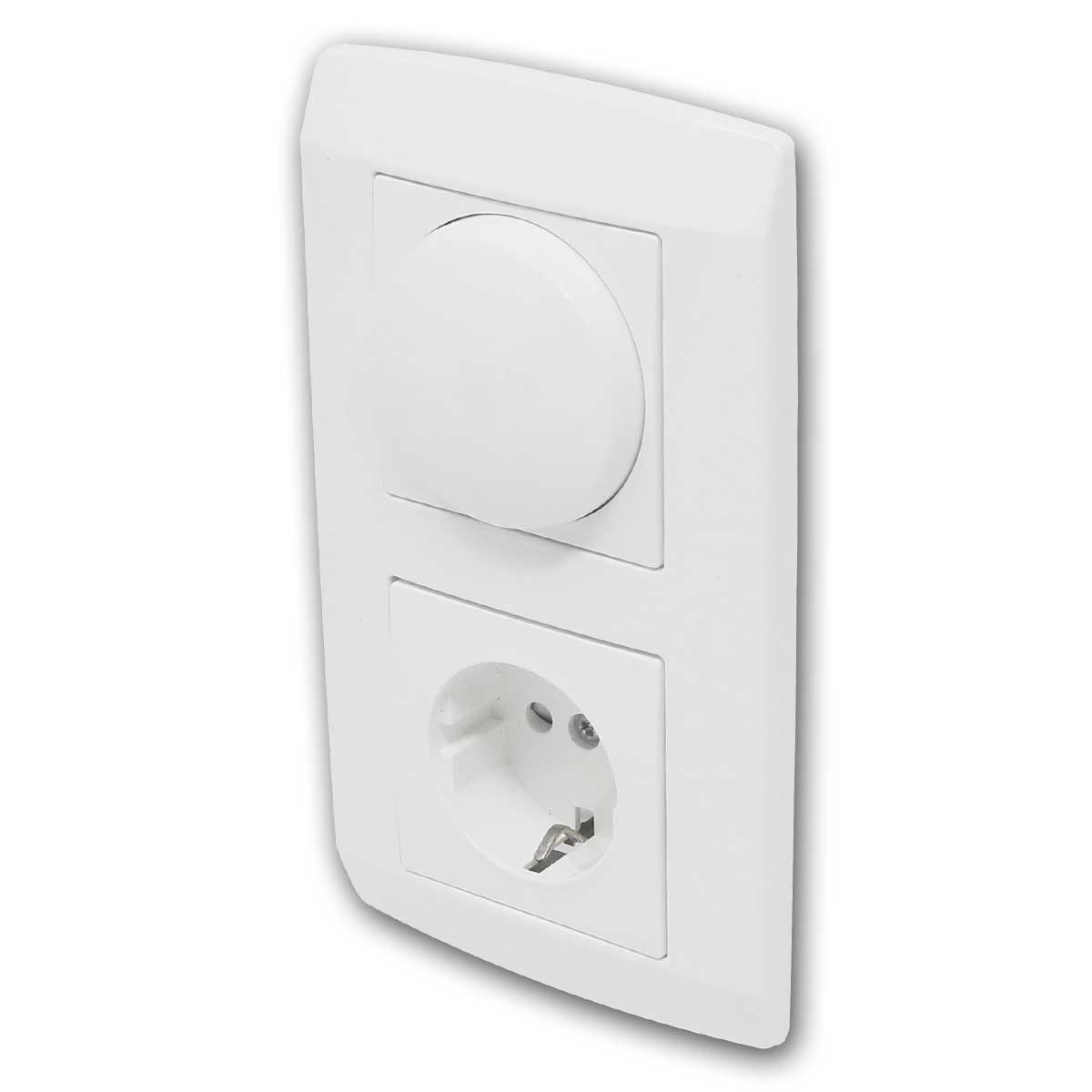 TEM Drehdimmer LOGIQ LED Dimmer-Schalter mit Steckdose weiß