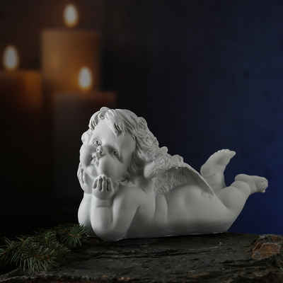MARELIDA Engelfigur »Engel auf dem Bauch liegend Gartenfigur Grabschmuck Grabengel weiss 20x9,5x13cm«