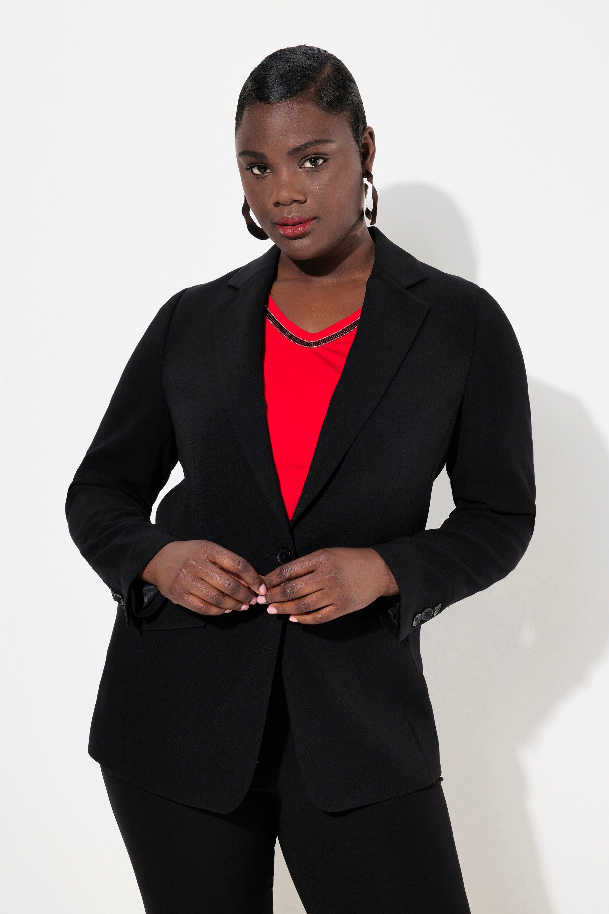 Ulla Popken Blusenblazer Blazer Acetat Reverskragen Knopfverschluss günstig online kaufen