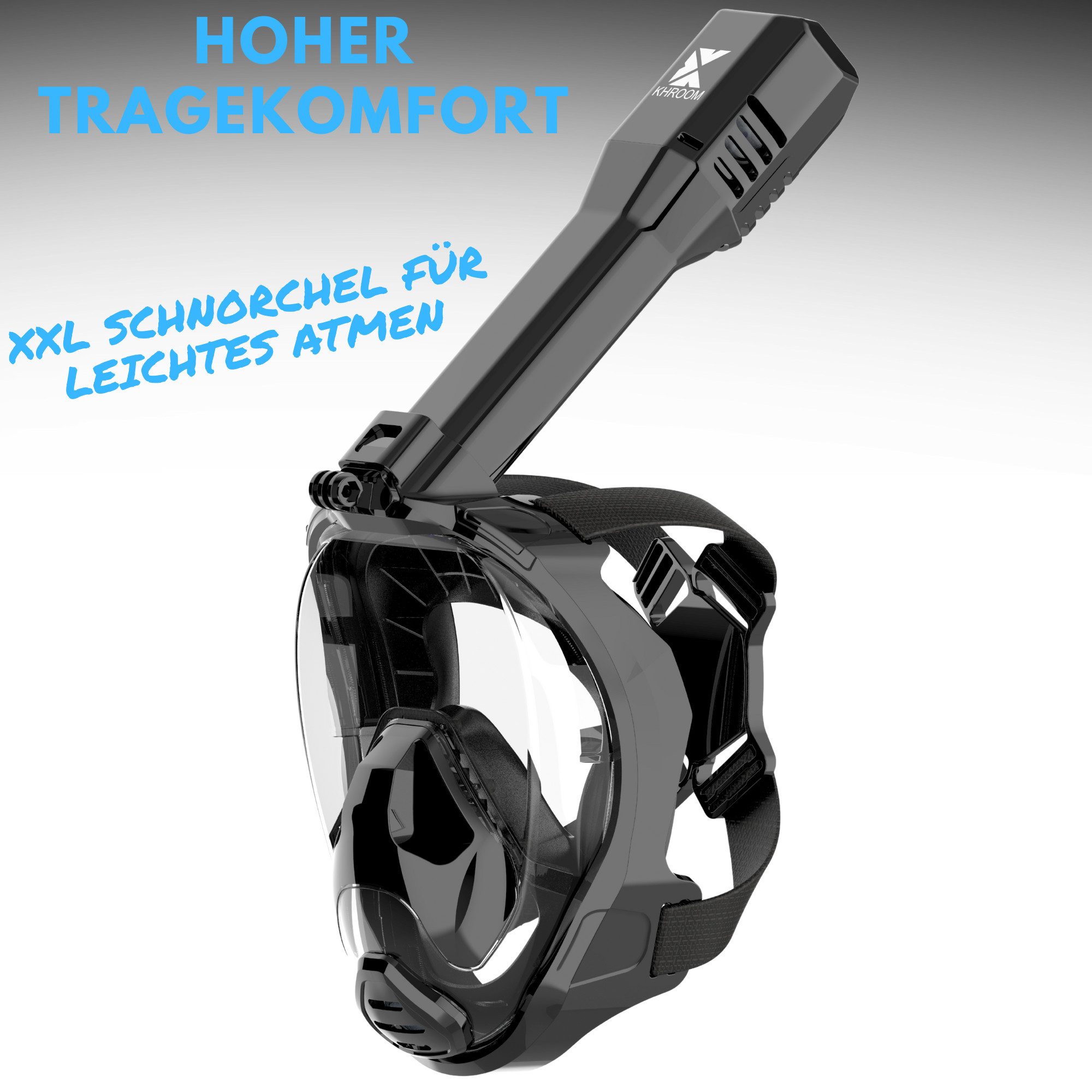 Khroom Taucherbrille Schnorchelmaske für Erwachsene, CO2 sicher, Seaview Pro Plus, (Vollmaske, Vollgesichtsmaske), Integrierter Druckausgleich