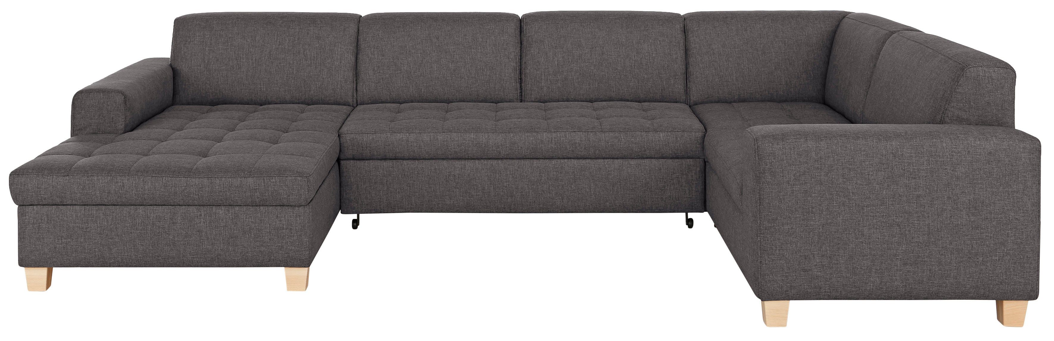 Home affaire Wohnlandschaft Corby, viel Platz und Komfort, U-Form, wahlweise mit Bettfunktion, Steppung auf Sitzfläche