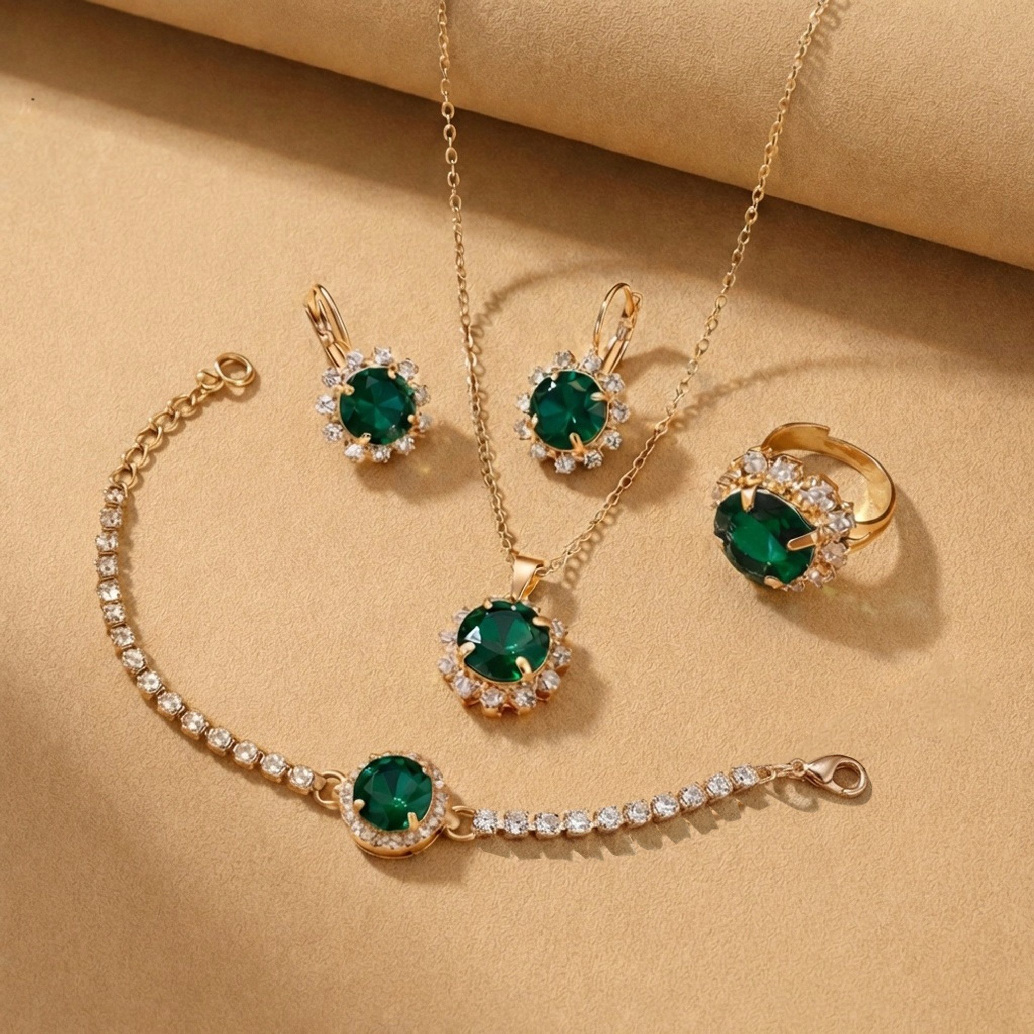poweradd pro Quarzuhr Exklusives Damen-Geschenkset mit Armbanduhr, Schmuck-Set Enthält eine Quarzuhr, Halskette, Armband, Ohrringe und Ring, (harmonisch aufeinander abgestimmt und ideal für festliche Auftritte)