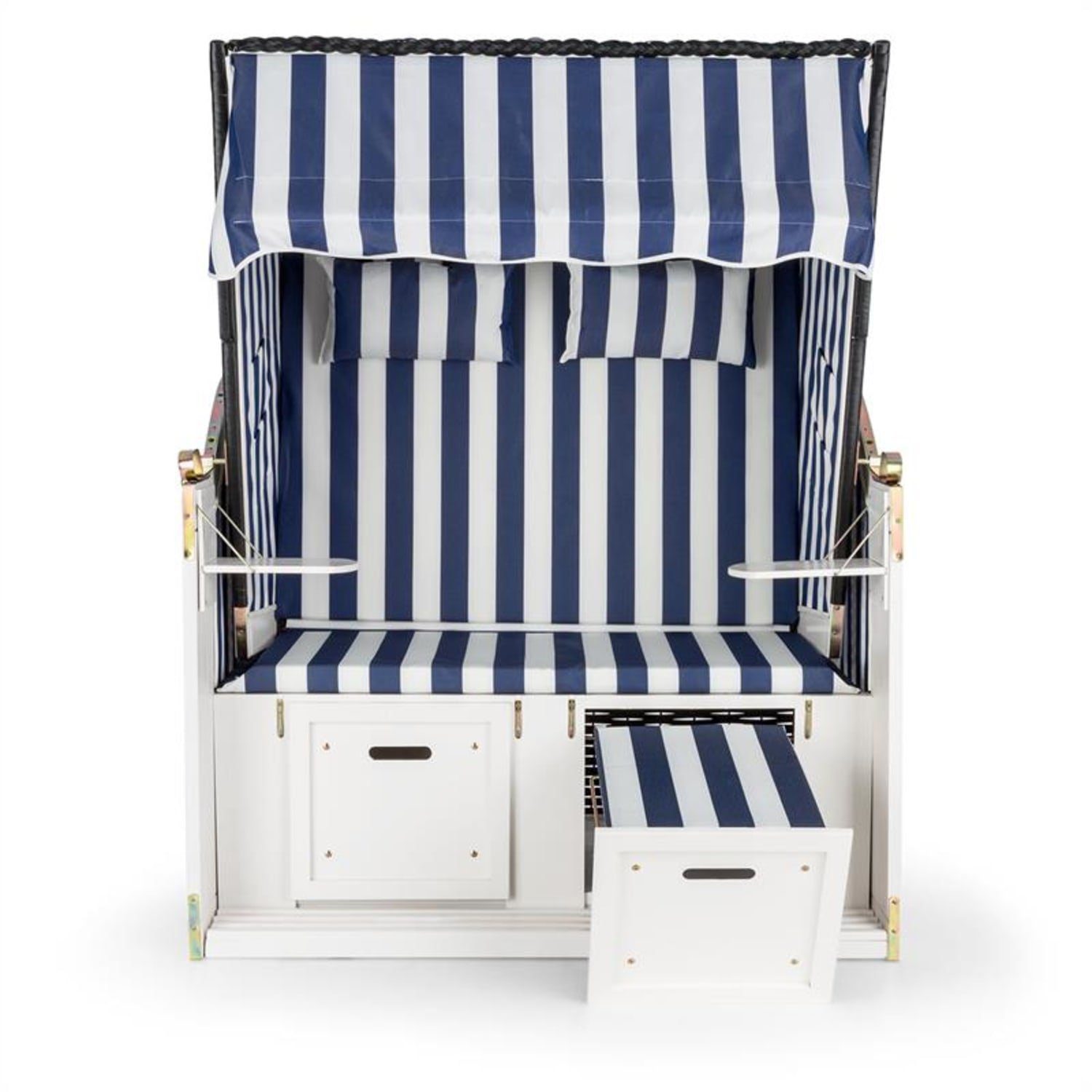 blumfeldt Strandkorb Hiddensee Strandkorb XL 2-Sitzer Volllieger blau / wei günstig online kaufen