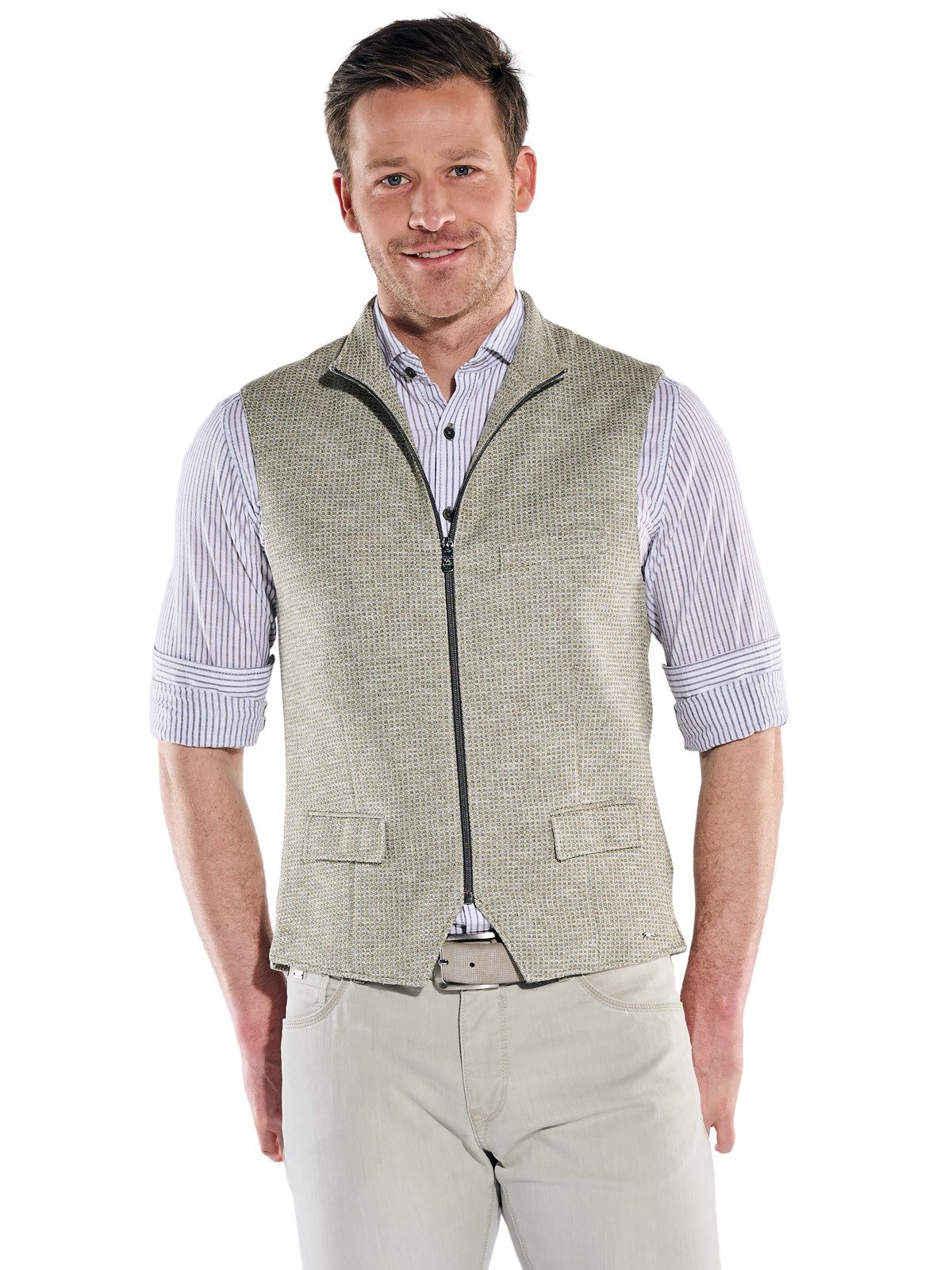 Engbers Anzugweste Herren Sakko-Weste in Waffel-Optik made in Europe, Khaki