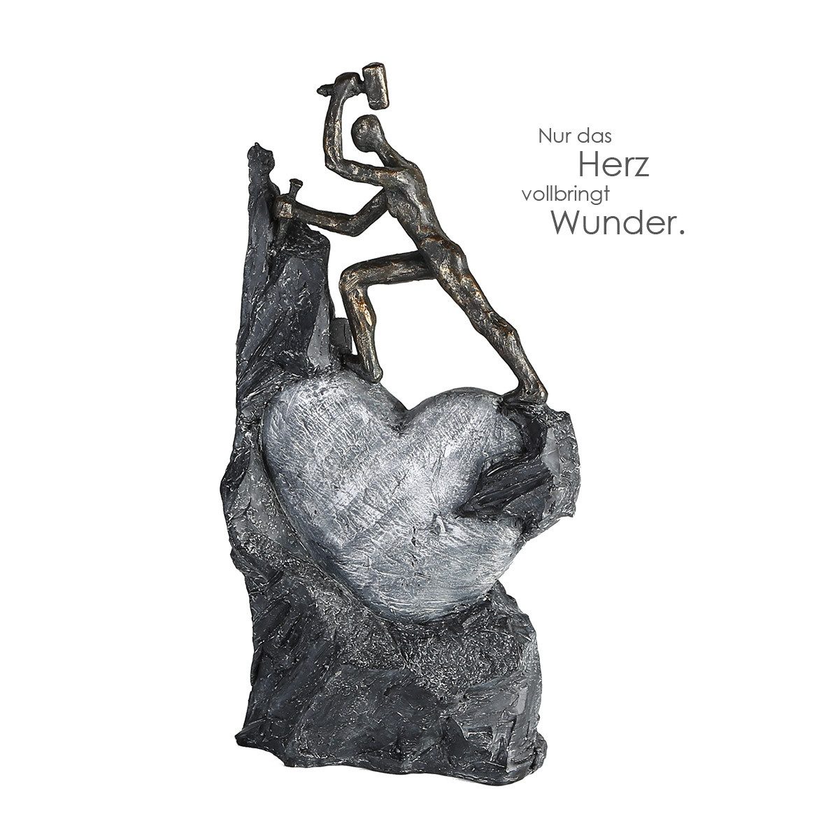GILDE Skulptur HEART Skulptur - bronze - Kunstharz - H. 37cm x B. 19cm - Figur (1 Stück), Große Dekoskulptur - Herzmotiv & Mannmotiv Figur für Ihr Zuhause