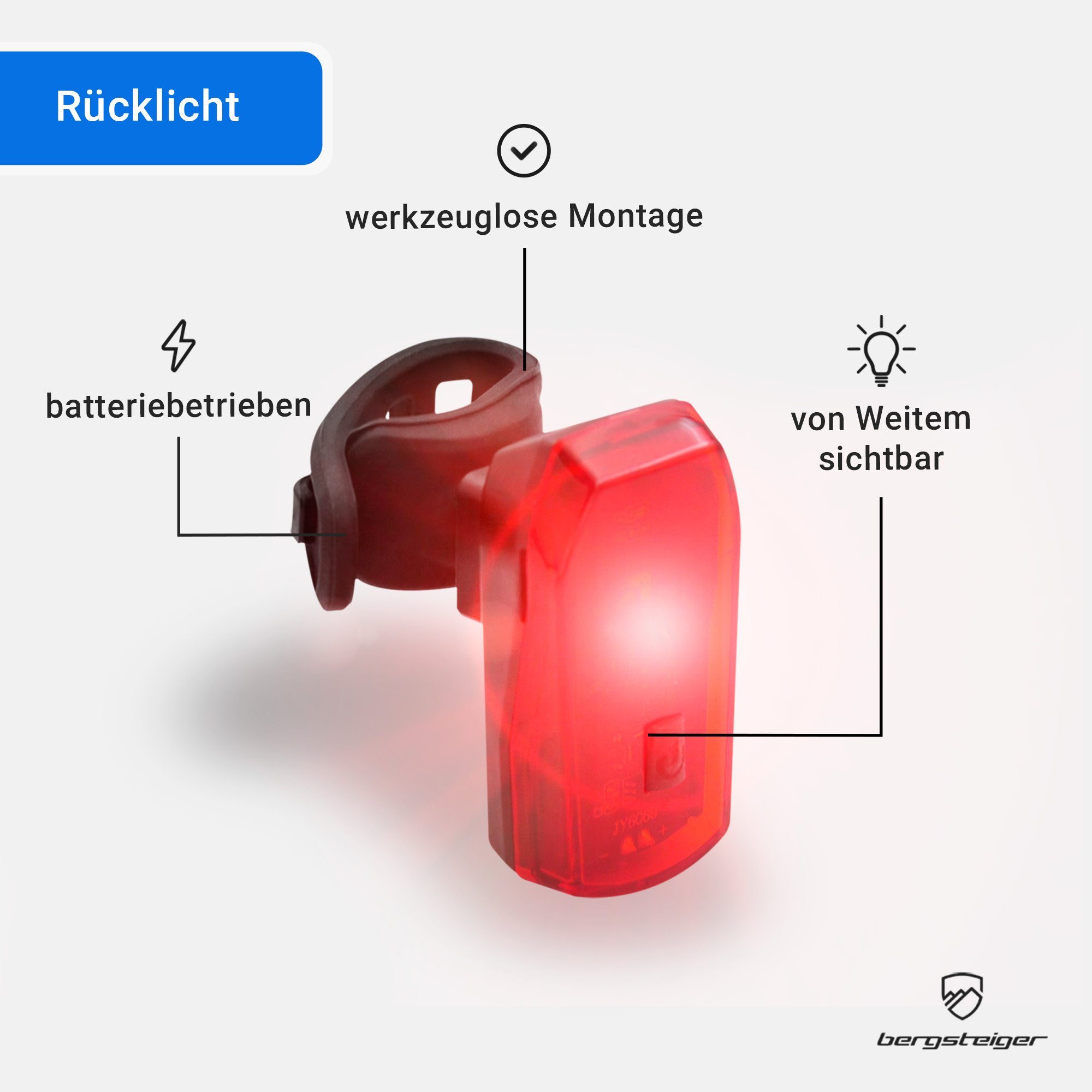 bergsteiger Fahrradbeleuchtung Licht LED Set, Lampenset, Fahrradbeleuchtung, Original Fahrrad-Zubehör – Bild 3 von 4
