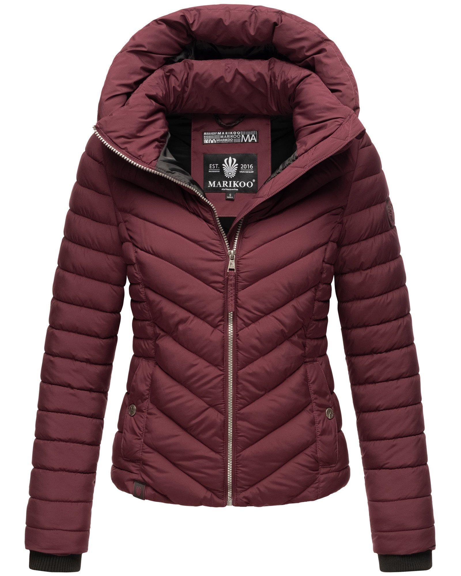 Marikoo Steppjacke Kagomee mit großer Kapuze Wine