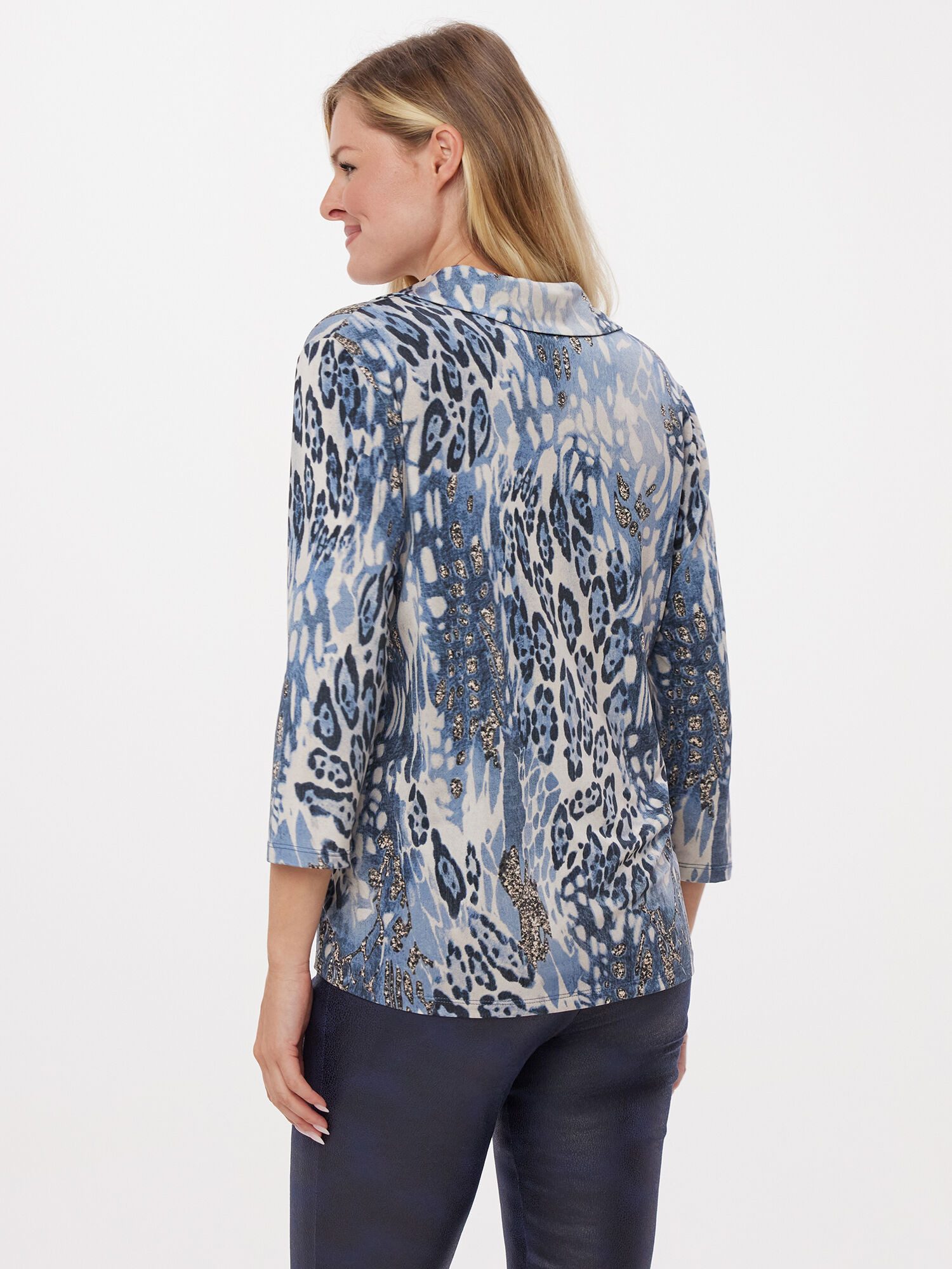 MONACO blue Blusenshirt Druckbluse Figurumspielend im Allover Leo-Druck günstig online kaufen