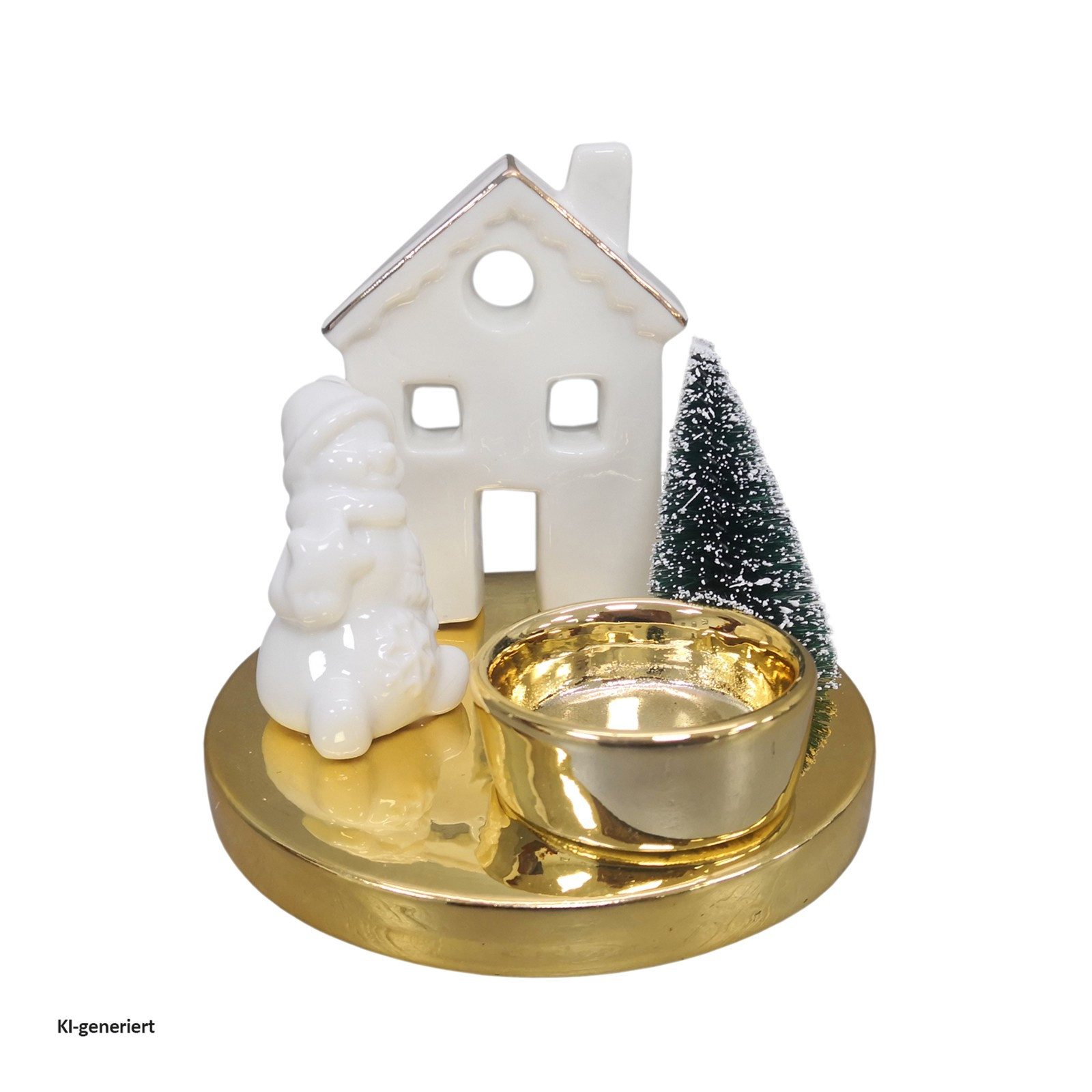 HTI-Living Weihnachtsszene Teelichthalter Winterdorf Schneemann, Weihnachtsdeko Leuchtdeko
