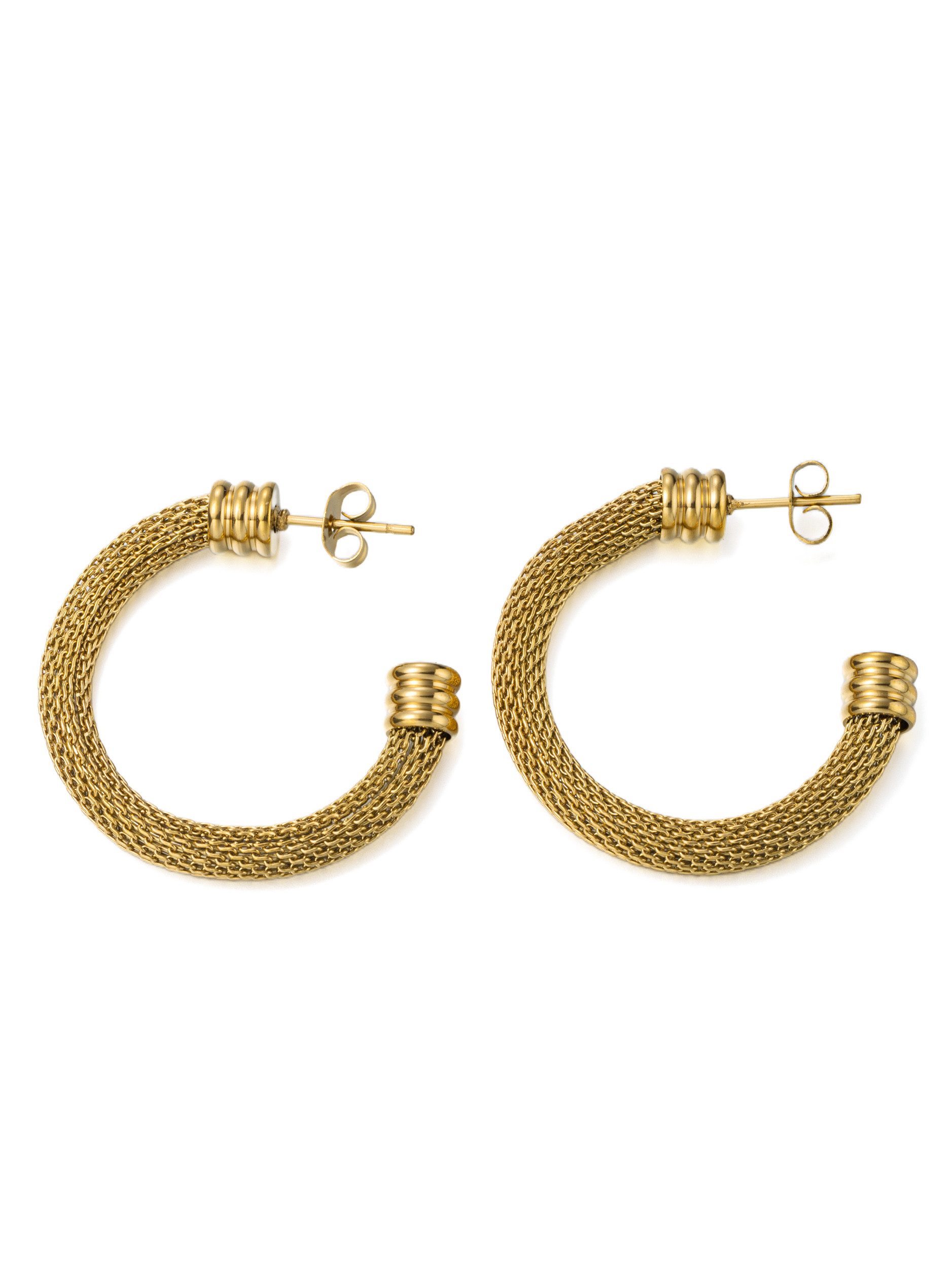 Aniston JEWELRY & WATCHES Paar Creolen Schmuck Geschenk Edelstahl Ohrschmuck Ohrringe Mesh-Optik, Made in Germany
