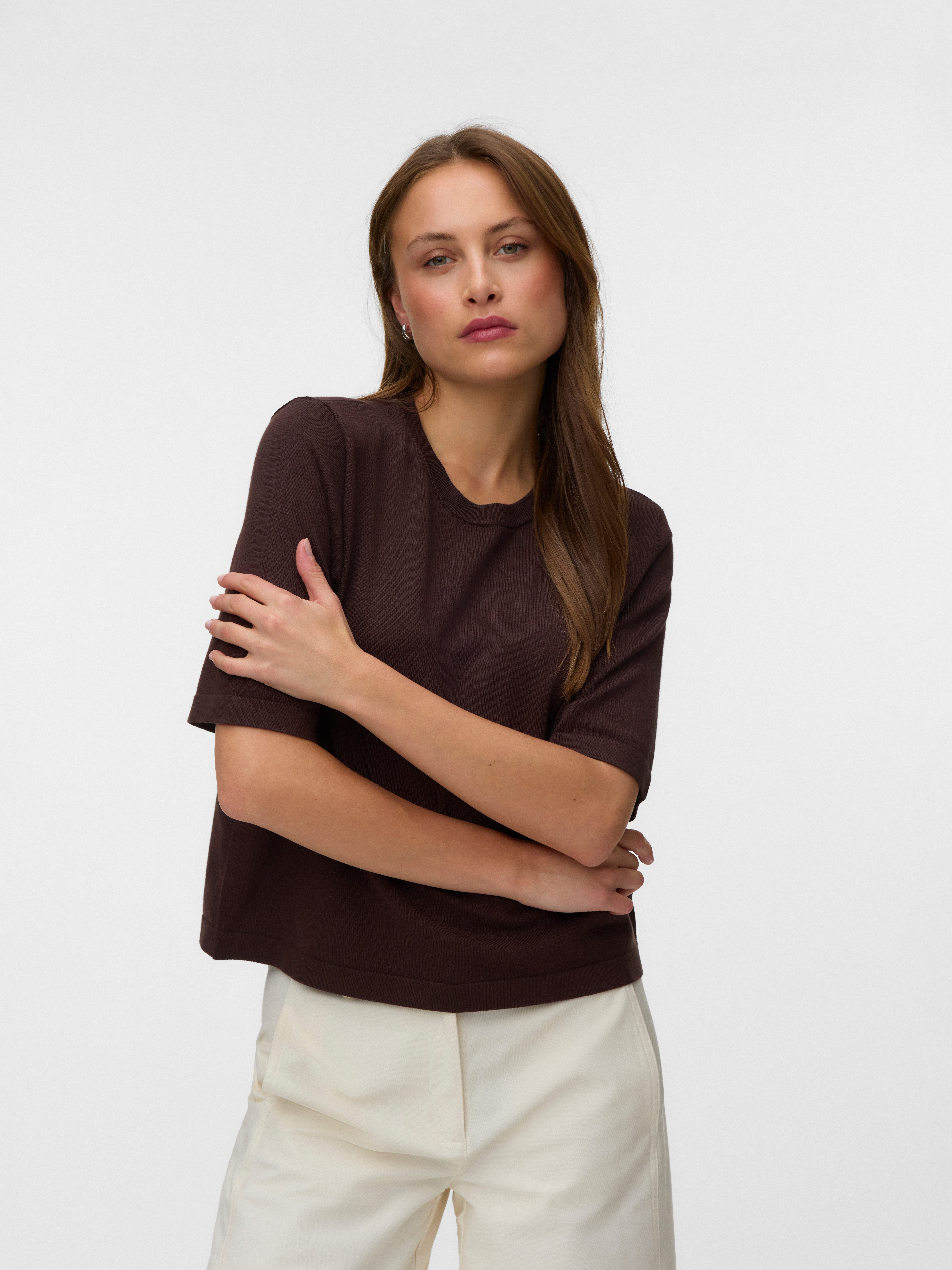 Vero Moda Kurzarmpullover VMSILJE 2/4 O-NCK OVERSIZE PULL GA NOOS Viskosemischung, oversize
