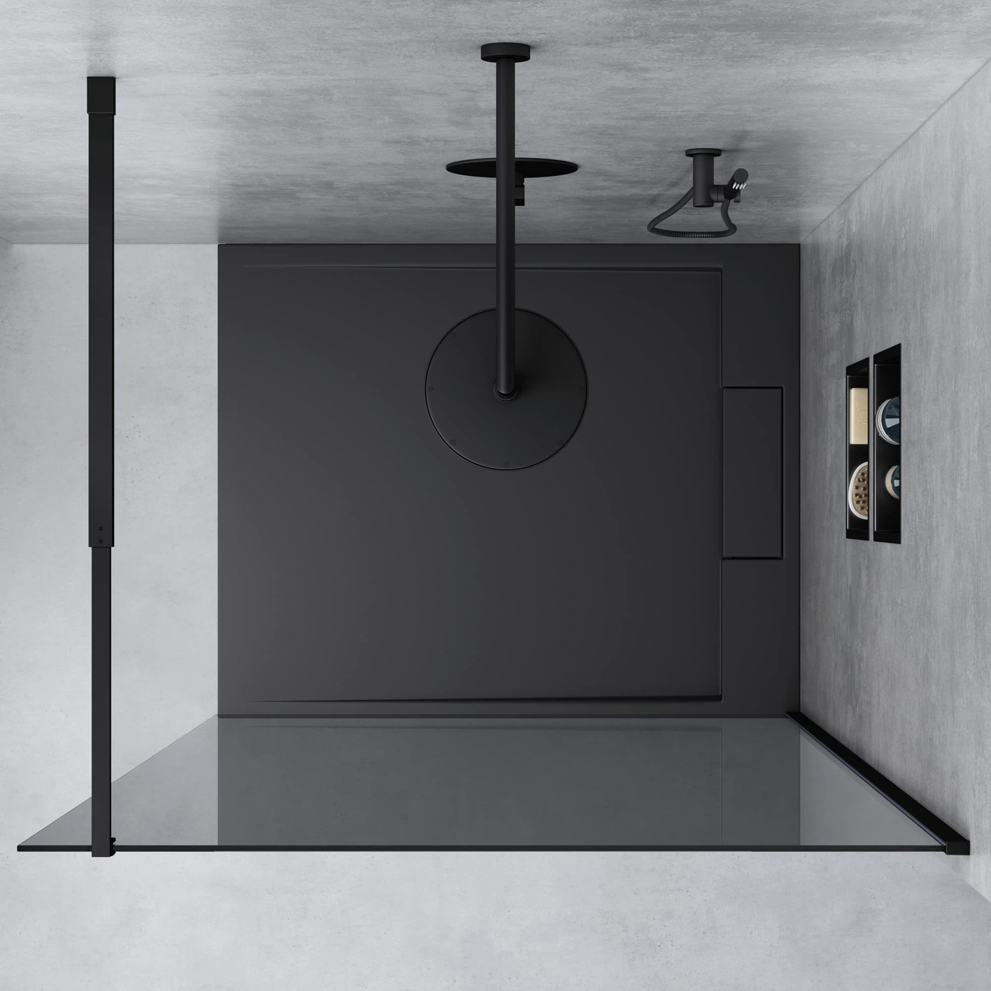 Mai & Mai Duschwand Duschwand für Dusche Duschabtrennung Schwarz Profil Glas Nano Glas, Einscheibensicherheitsglas