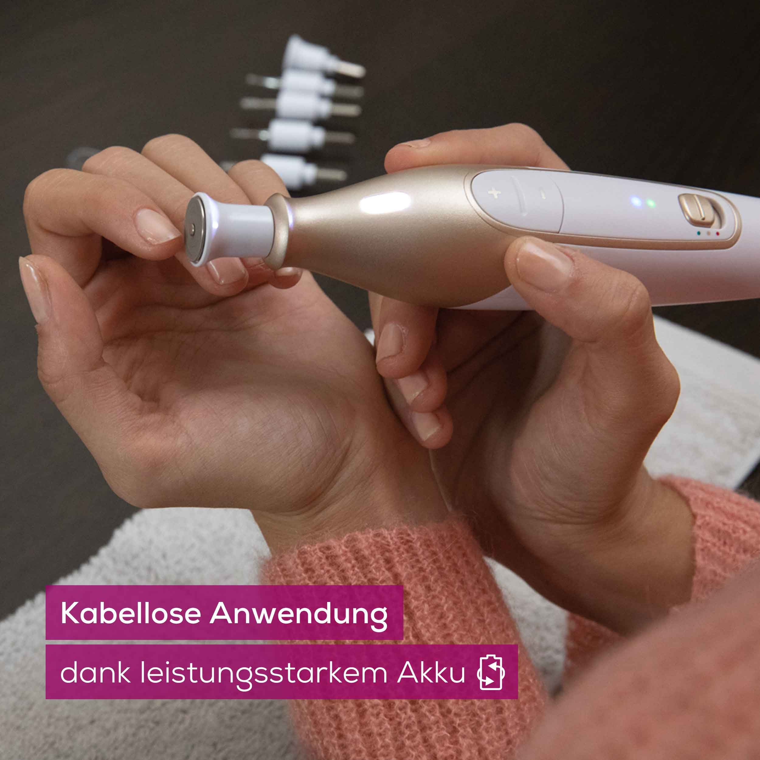 BEURER Maniküre-Pediküre-Set MP 64 elektrische Nagelfeile mit Akku für kabellose Maniküre, Mit 10 Aufsätzen für professionelle Maniküre und Pediküre zuhause