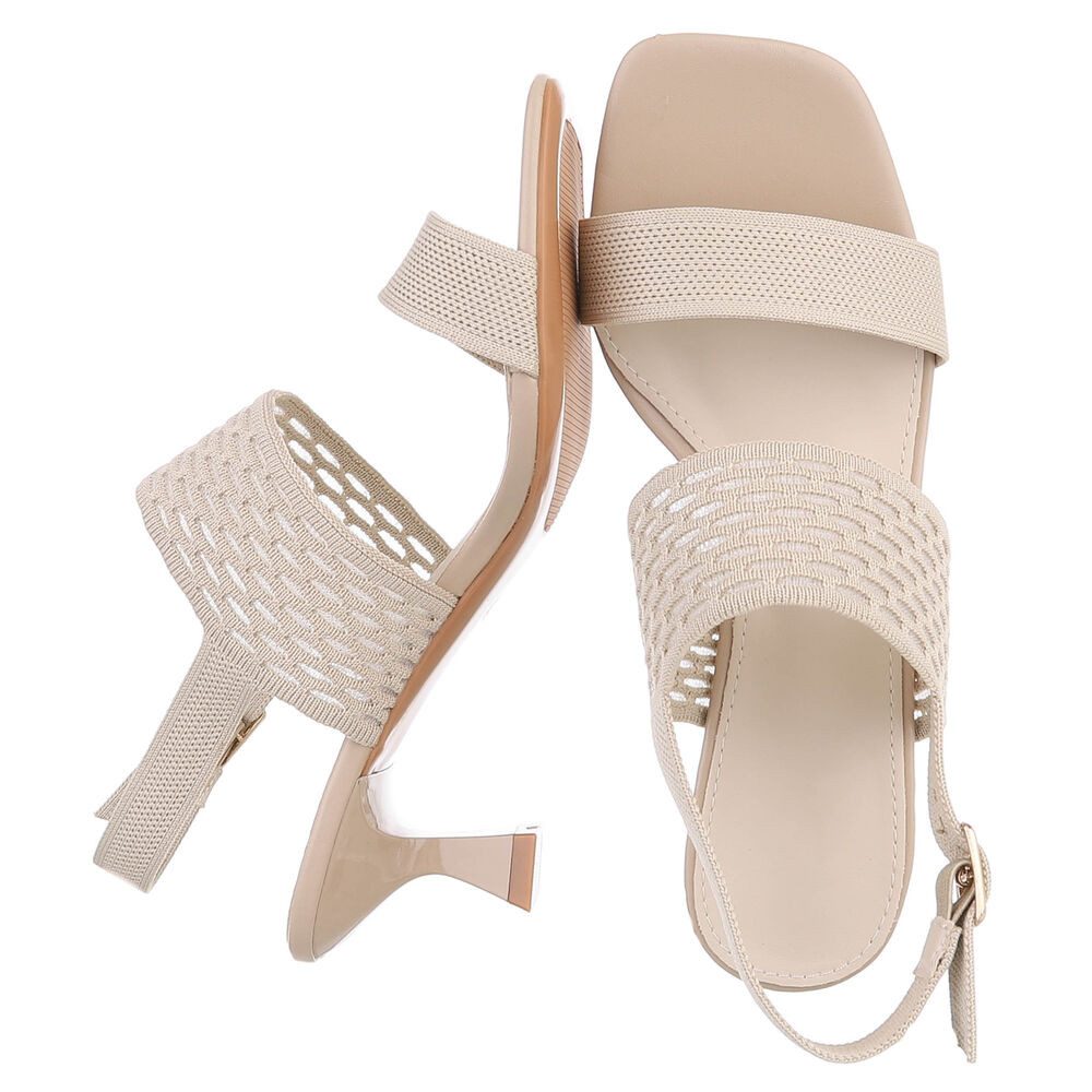 Ital-Design Damen Sandale mit Absatz und Fersenriemen Sandalette (91742684) Pfennig-/Stilettoabsatz Sandalen & Sandaletten in Hellbraun – Bild 2 von 5