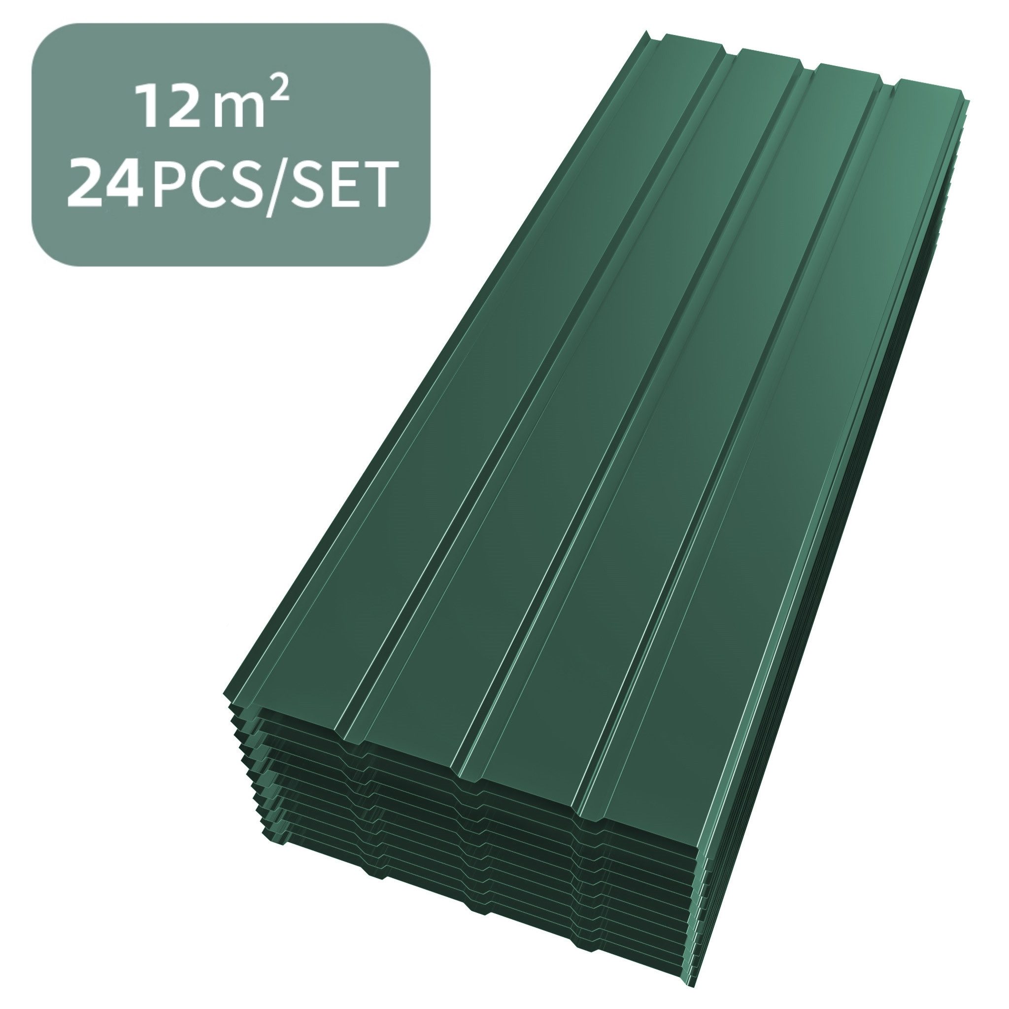 Mondeer Wellplatte Dachplatten, (24-St), Trapezblech 115cm x 45cm verzinkt Profilblech Dachblech Grün