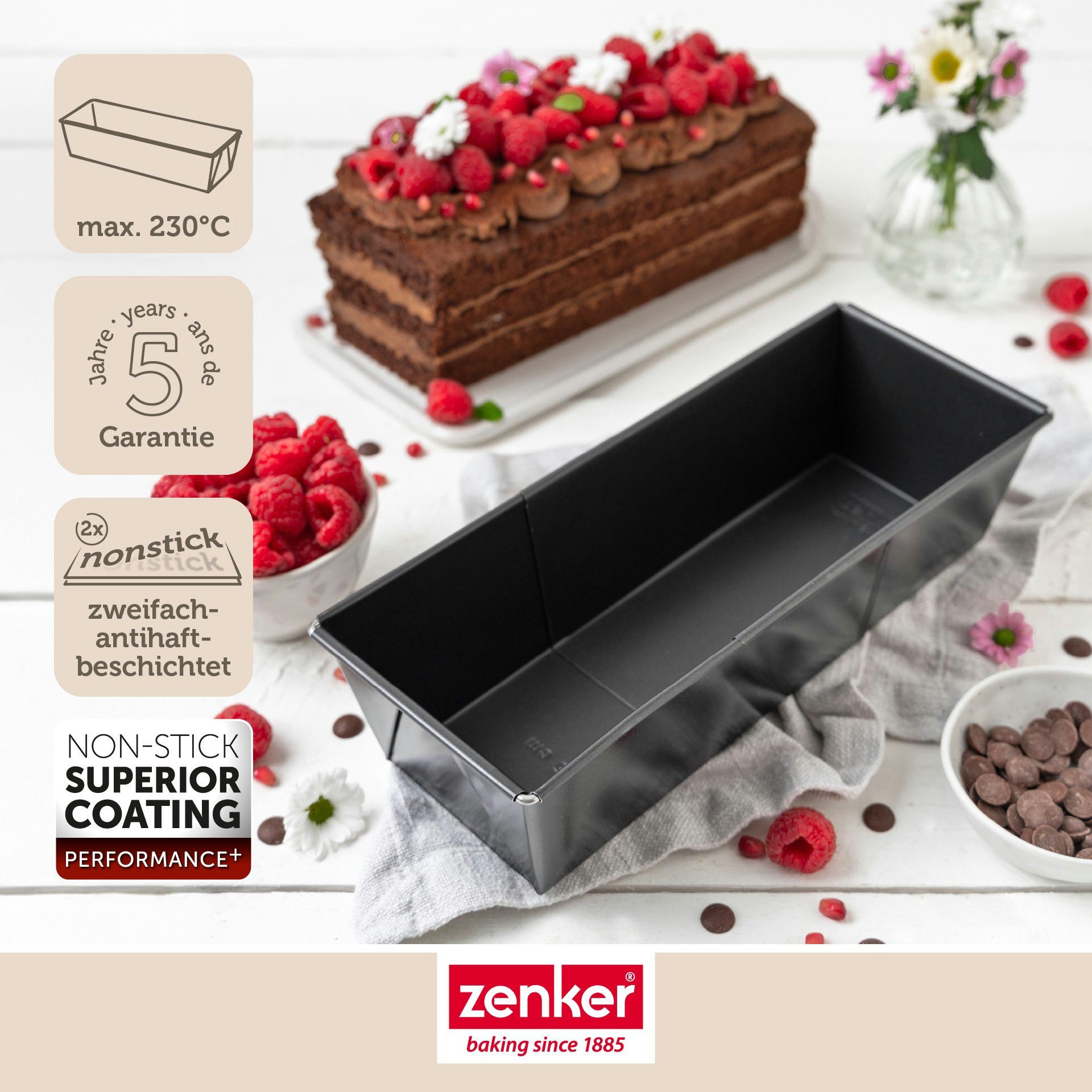 Zenker Backform Königskuchenform, Ausziehbare Kastenform, Antihaft Backform