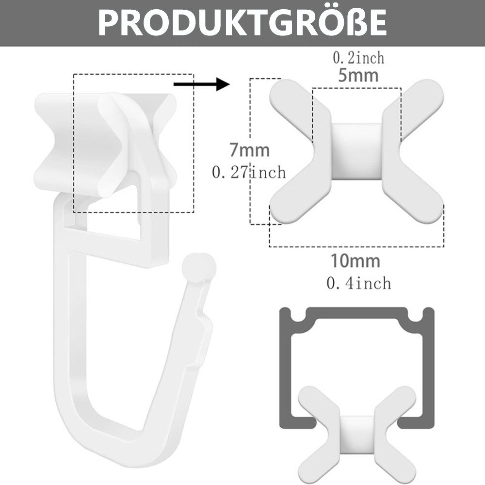 Kaket Gardinenröllchen 50/100 Stück Gardinenhaken, X-Gleiter für Gardinensc günstig online kaufen