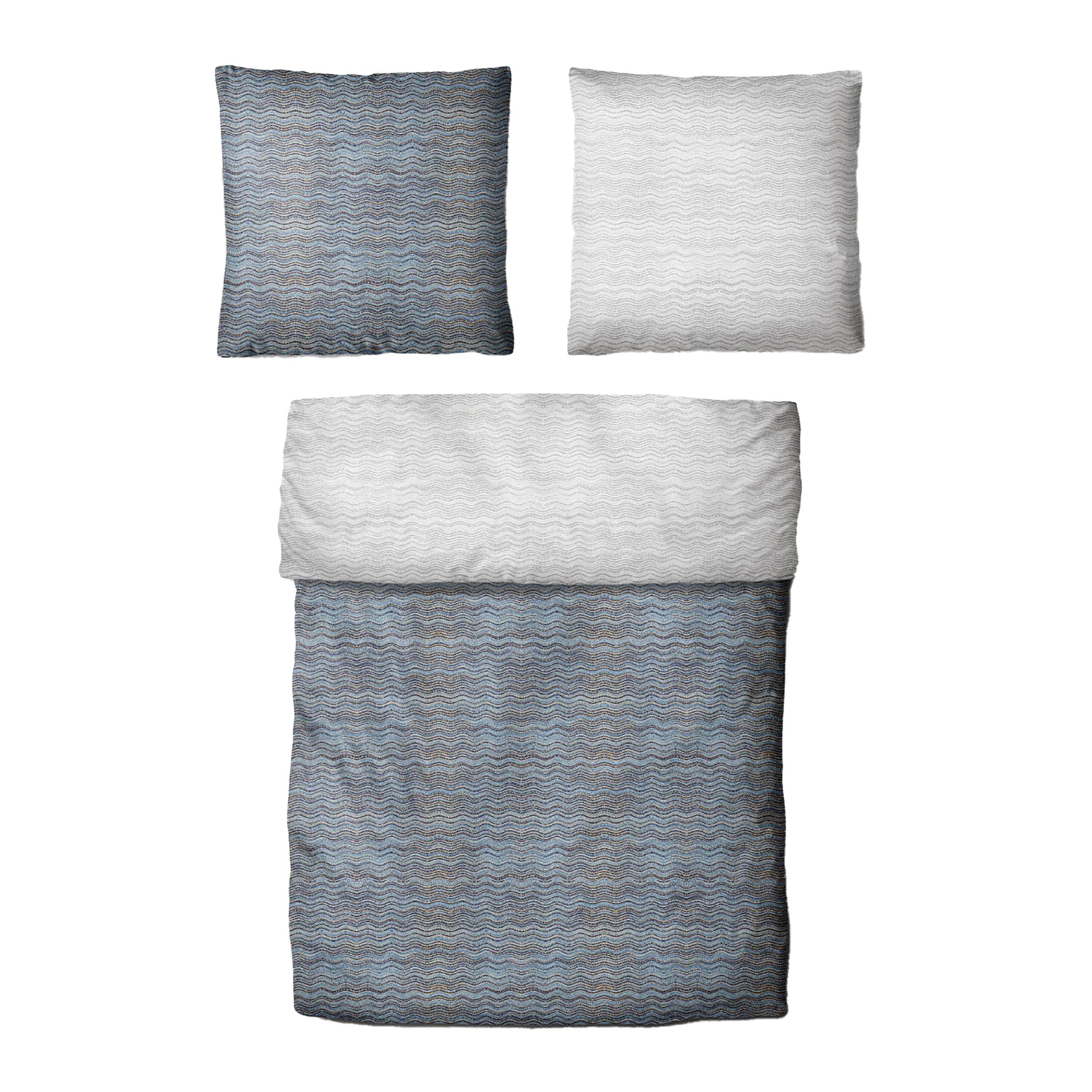 Traumschloss Bettwäsche Classic Microfaser, Flanell, 2 teilig, Wellen, gestreift, blau