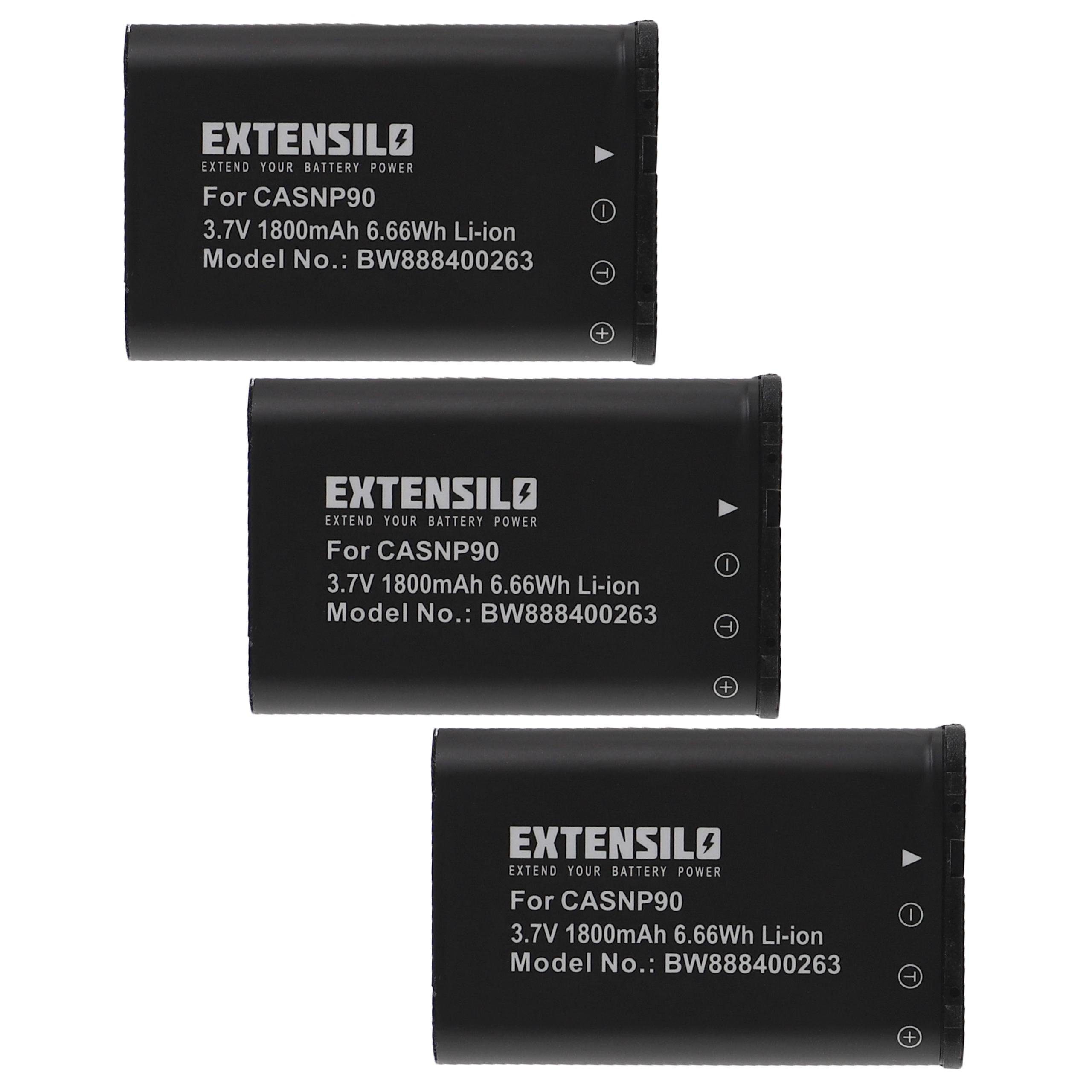 Extensilo passend für Casio Exilim EX-Z2000BK, EX-Z2000PK, EX-Z2000RD, Kamera-Akku 1800 mAh