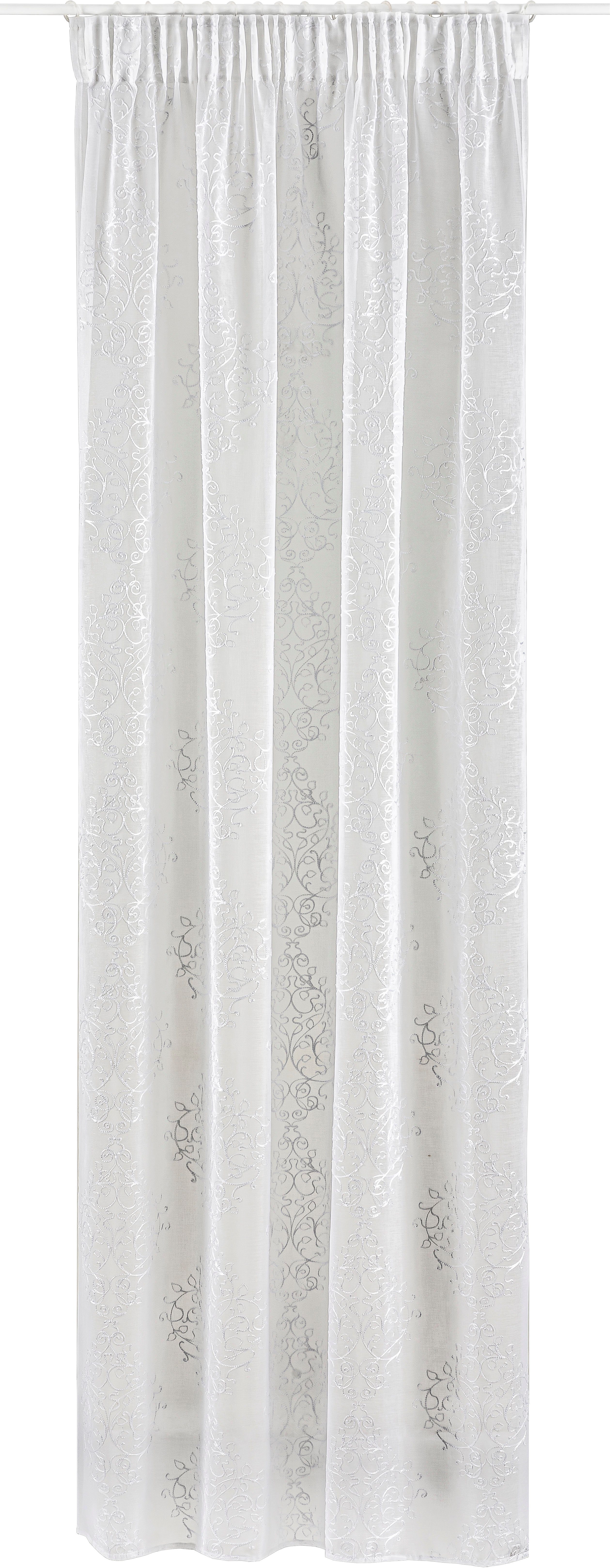 Gardine Elia, white/white Größen transparent, mit Stickerei, (1 Multifunktionsband Leonique, transparent, St), echter verschiedene