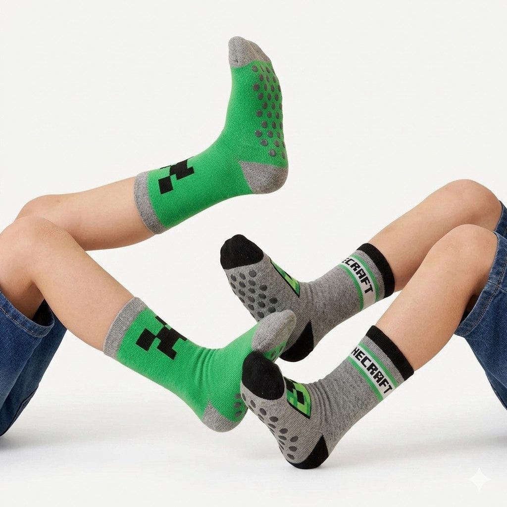 Minecraft Haussocken MINECRAFT Anti Slip Socken 2 stück Set – Bild 5 von 5
