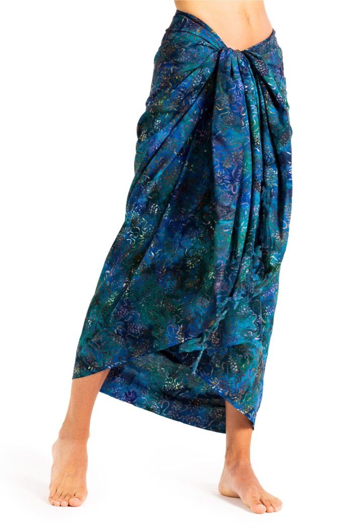 B204 Wachsbatik Halstuch Grüntöne Cover-up PANASIAM Pareo green Schultertuch aus blue Strand Viskose für Sarong den Strandkleid Tuch hochwertiger Bikini Strandtuch,