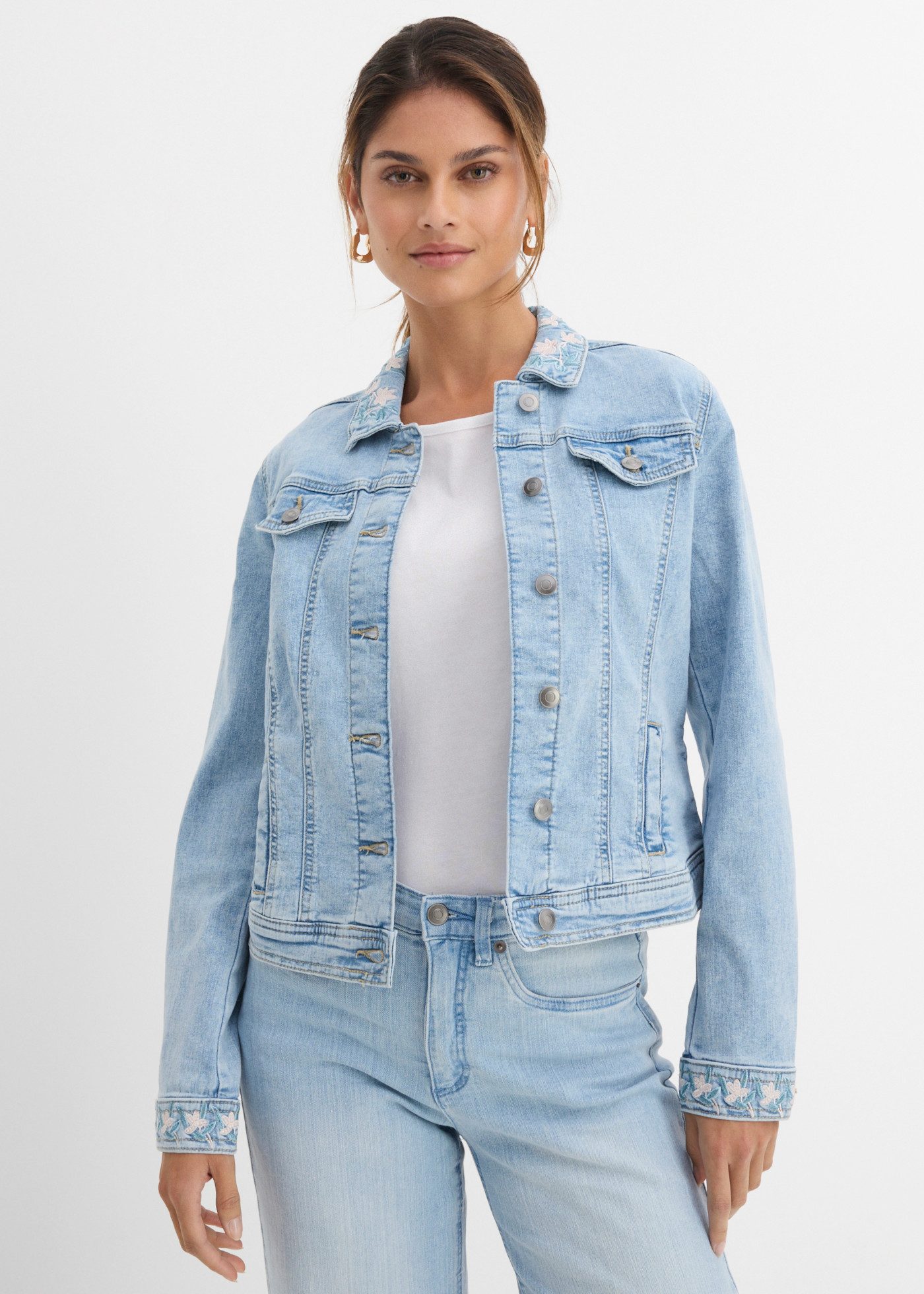 bonprix Jeansjacke lockere Passform, mit Hemdblusenkragen