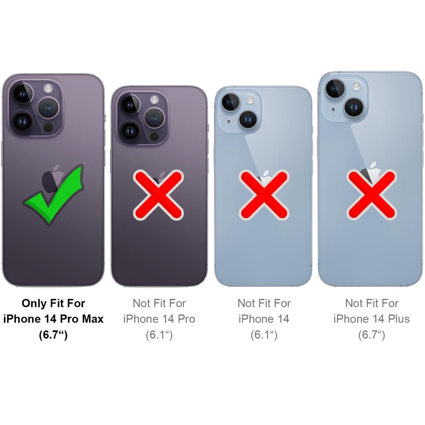 CoolGadget Handyhülle Magnet Book Case für Apple iPhone 14 Pro Max Hülle + Klapphülle 6,7 Zoll, 2in1 abnehmbare magnetische RFID Schutzhülle Kartenfach Fotofenster