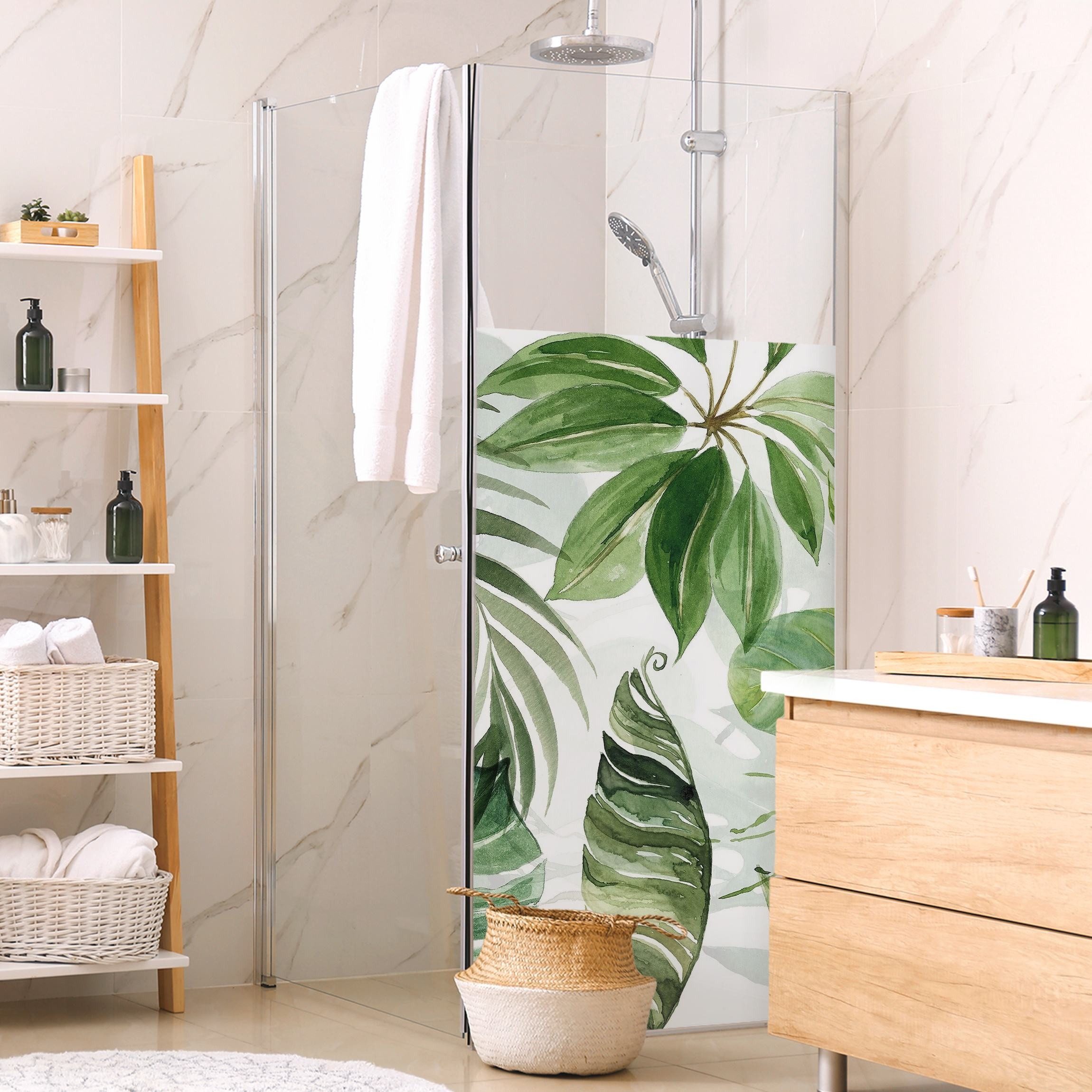 Bilderdepot24 Sichtschutzfolie Dusche blickdicht statisch haftend Tropisches Strandmotiv, Statisch haftend, blickdicht, wasserfest, wiederverwendbar, ablösbar