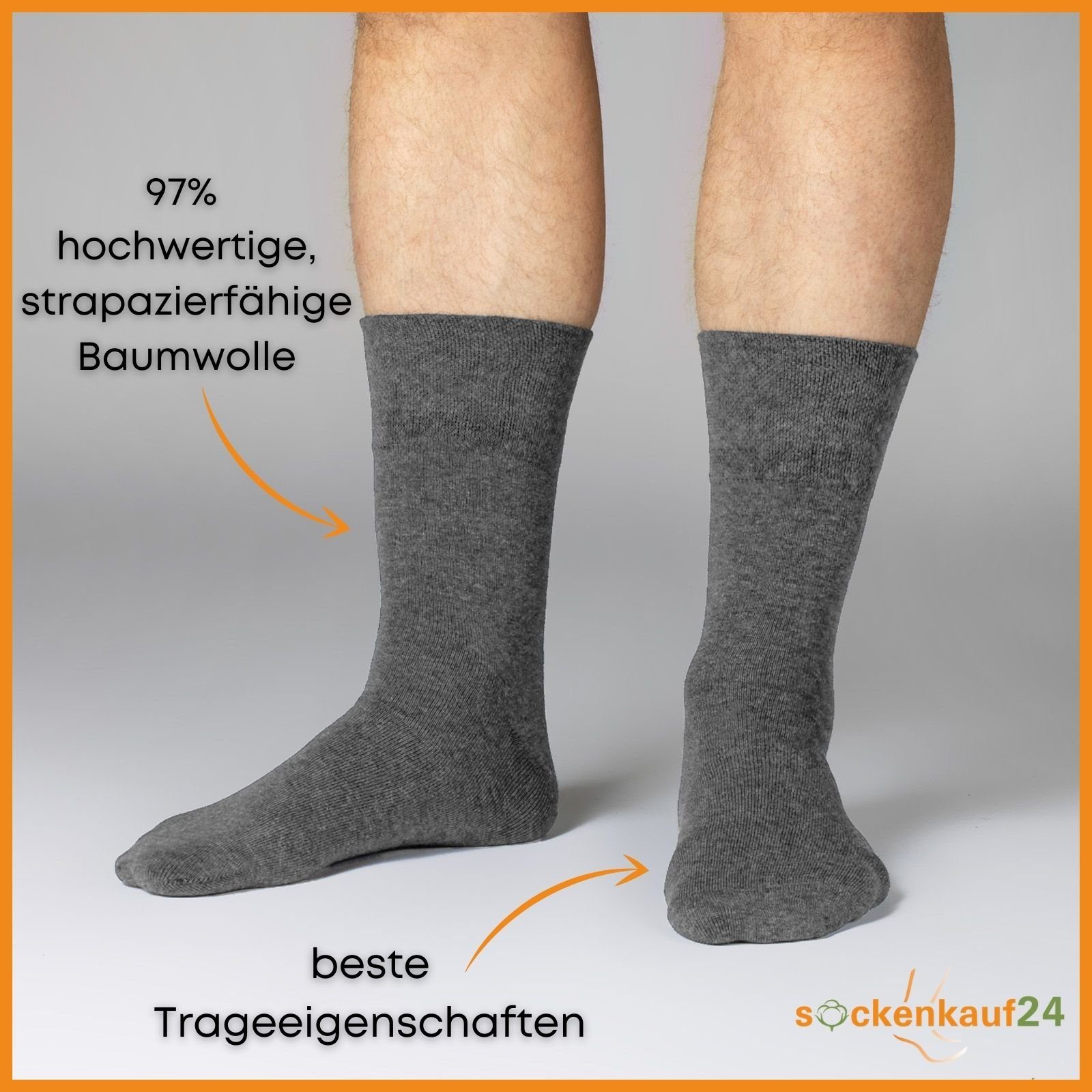 sockenkauf24 Gesundheitssocken 6 Paar Herren & Damen Socken ohne Gummibund und ohne Naht Diabetiker geeignet WP