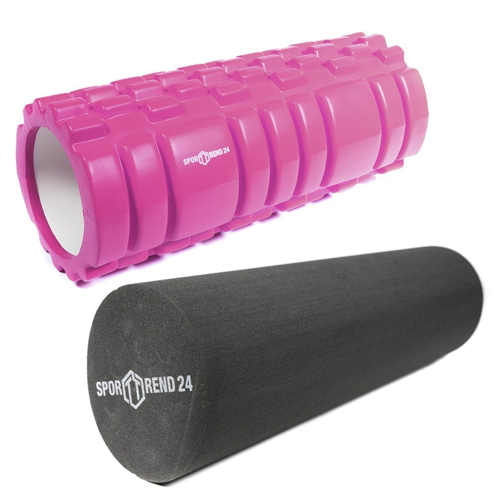 Massagerolle Rolle mit Noppen Pink + Rolle 33cm Glatt