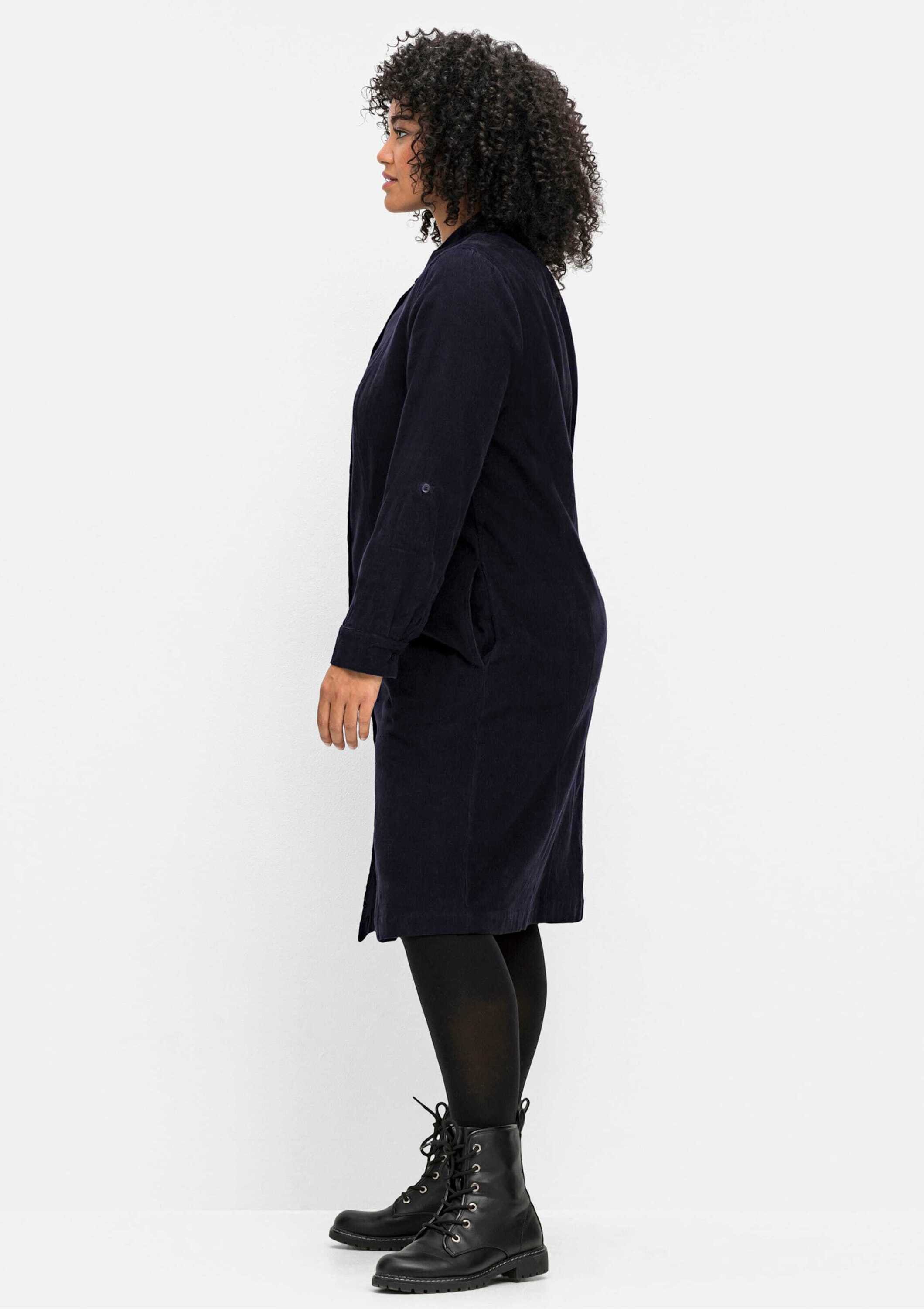 Sheego Etuikleid Cord-Kleid Langarm aus weichem Cord, mit Krempelarm
