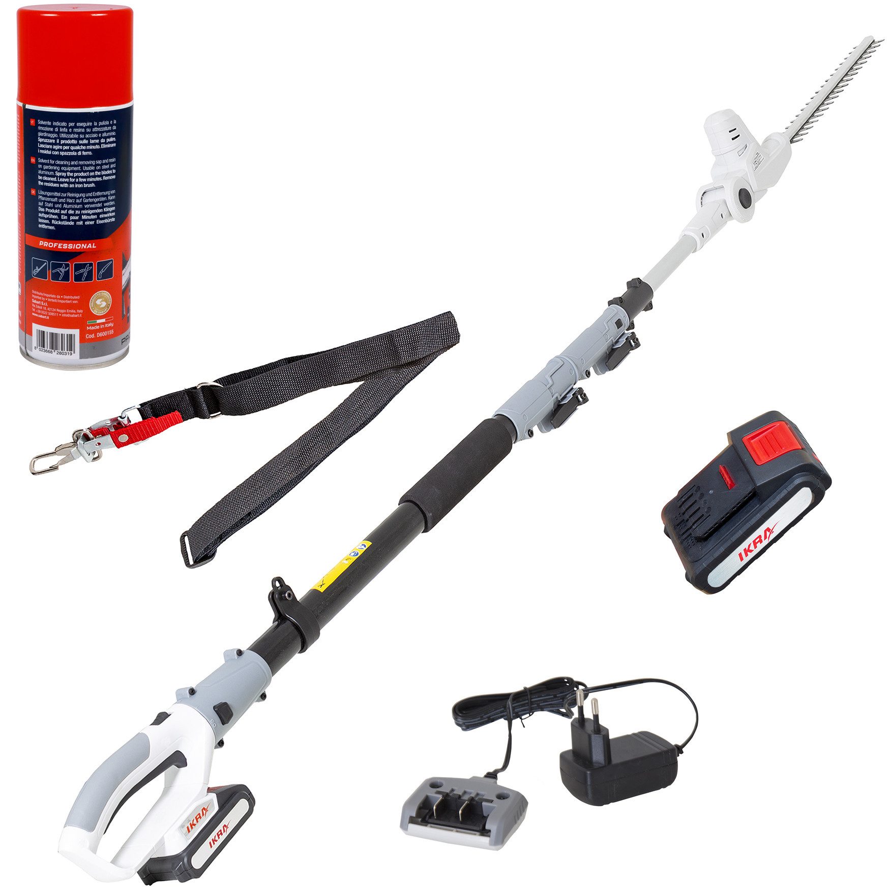 ikra GmbH Teleskop-Heckenschere ICPH 2040, bis 2,75 m Arbeitshöhe, 20V Akku, Lasergeschnittene & gehärtete Messer, inkl. Pflegespray