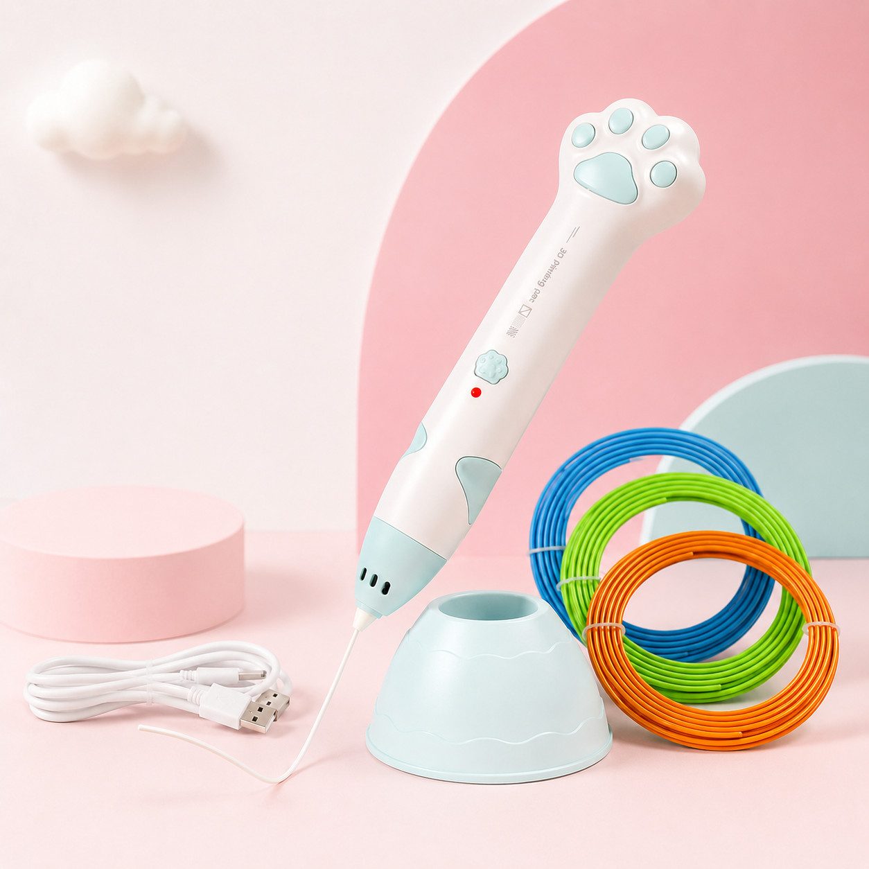pedete 3D-Drucker 3D-Drucker-Stift 3D-Druckstift mit Sockel Keramik-Düse160-235°C, 3 von PLA-Filament, Kindergeschenk Diy Set 3D Stifte für Kinder