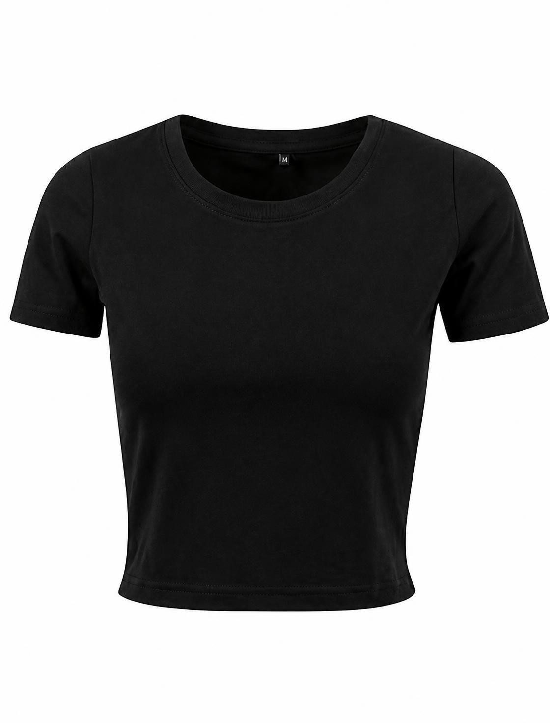 Build Your Brand Rundhalsshirt Damen Cropped Tee / Single Jersey / Kurz geschnitten