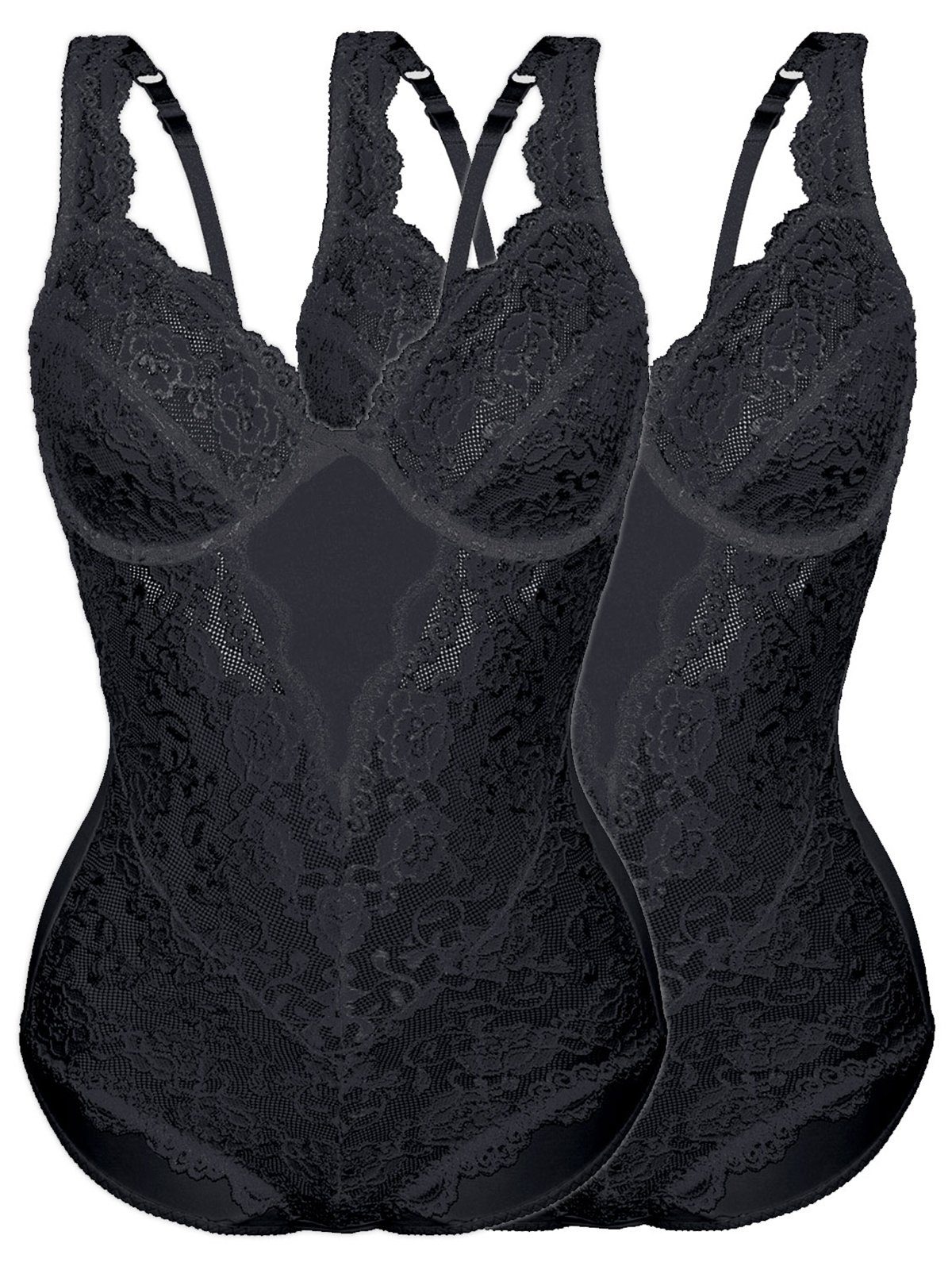 formendes Sassa Bügel Body Body Sparpack LACE mit Schwarz 2er CLASSIC 2-tlg) Vorderfutter (Spar-Set,