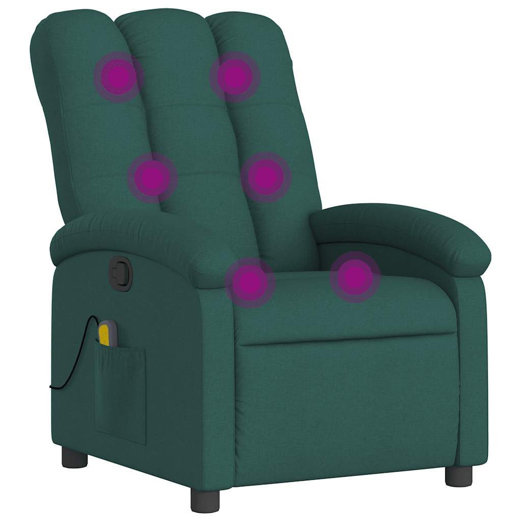 vidaXL Sessel Massage-Relaxsessel, dunkelgrüner Stoff (1-St)